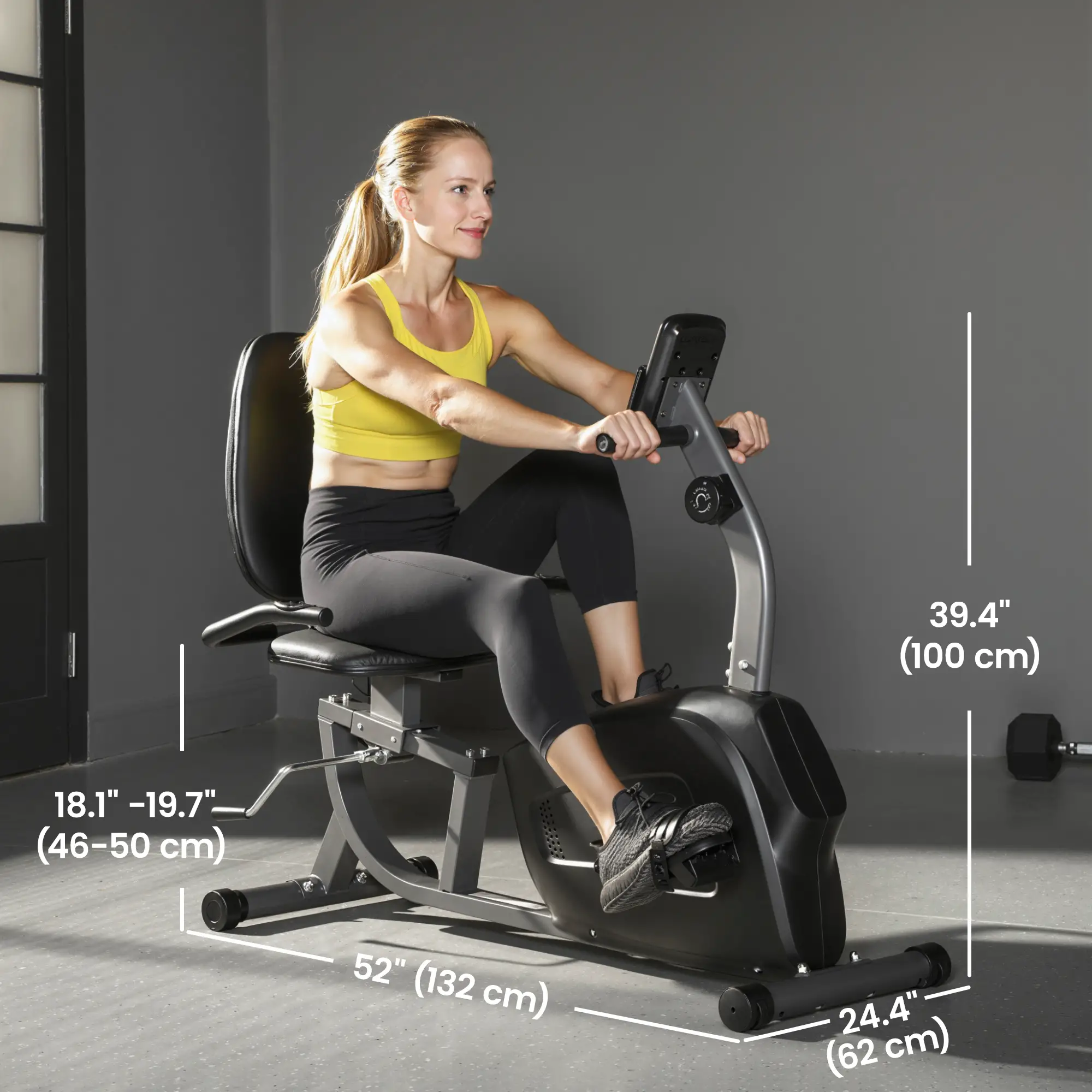 Recumbent Exercise Bike, 8-Level Magnetic Resistance, LCD Monitor, Heart Rate Handle, Adjustable Seat - Image 3