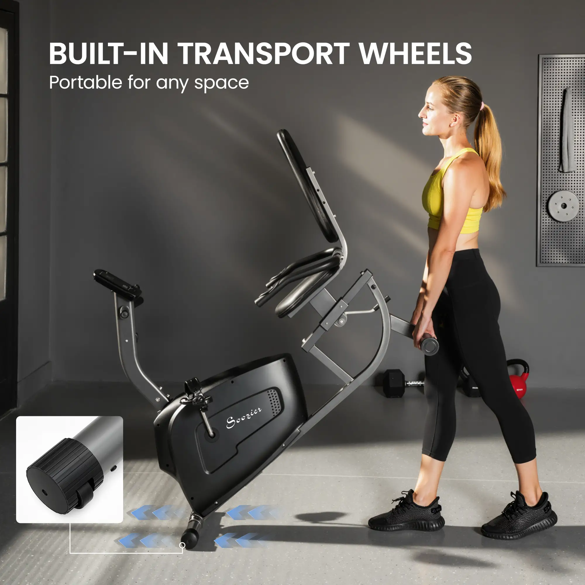 Recumbent Exercise Bike, 8-Level Magnetic Resistance, LCD Monitor, Heart Rate Handle, Adjustable Seat - Image 9