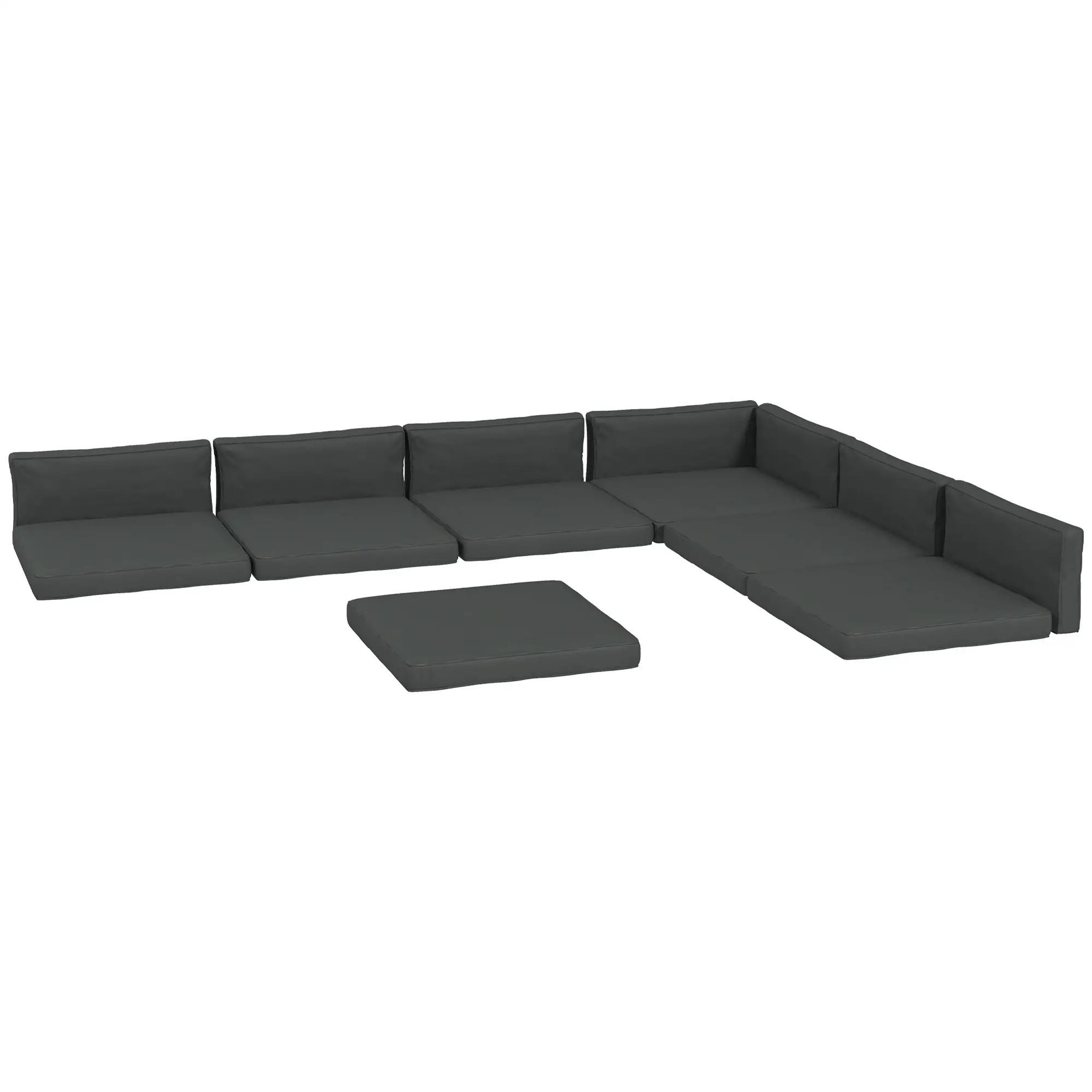 Replacement Cushions for Rattan Furniture, 14 Piece, 7 Seat 7 Back, Grey