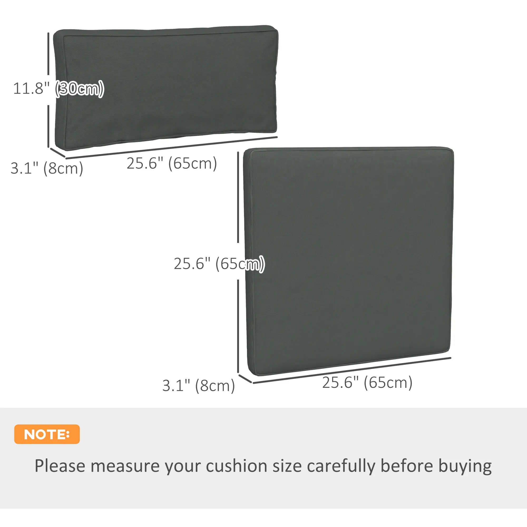 Replacement Cushions for Rattan Furniture, 14 Piece, 7 Seat 7 Back, Grey - Image 3