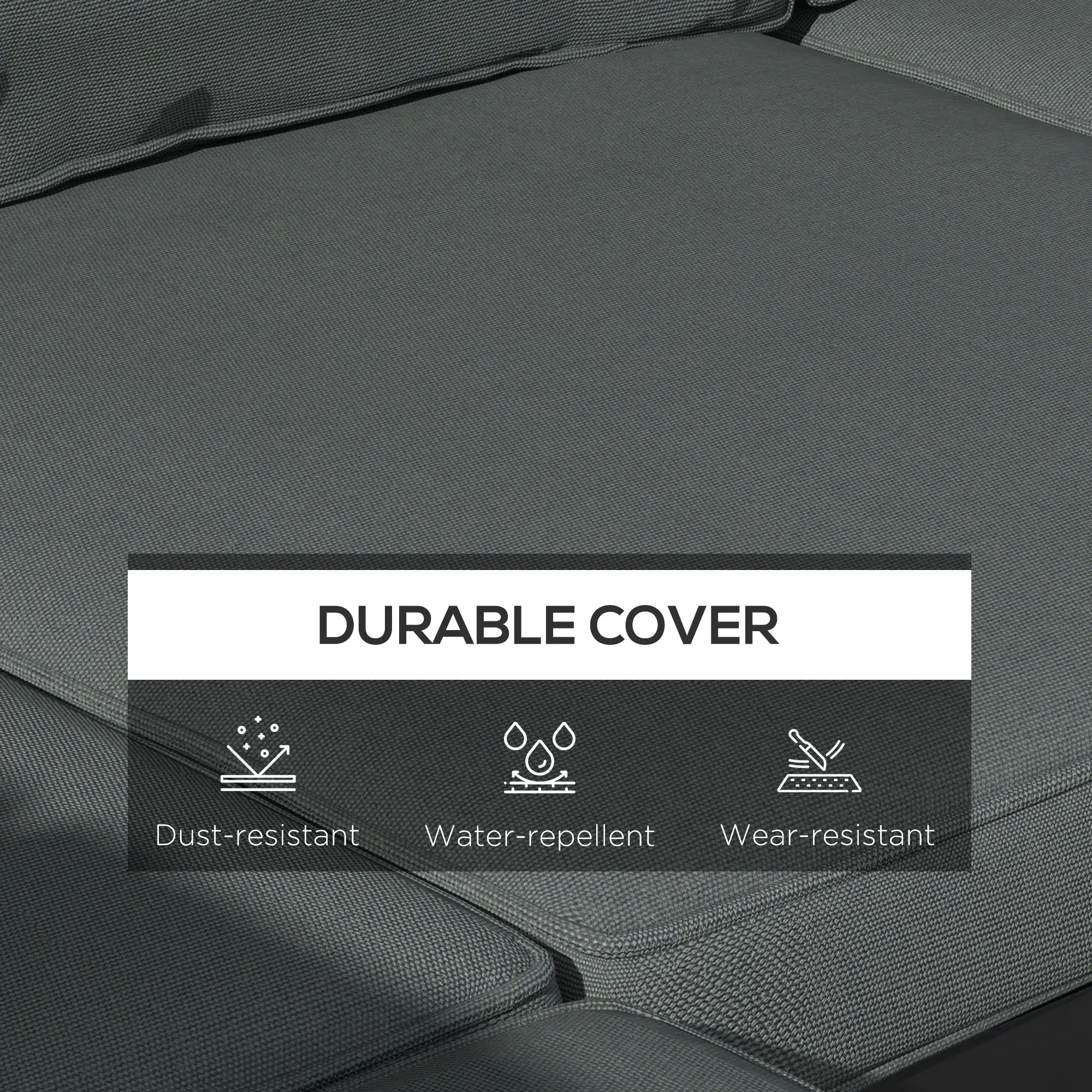 Replacement Cushions for Rattan Furniture, 14 Piece, 7 Seat 7 Back, Grey - Image 5