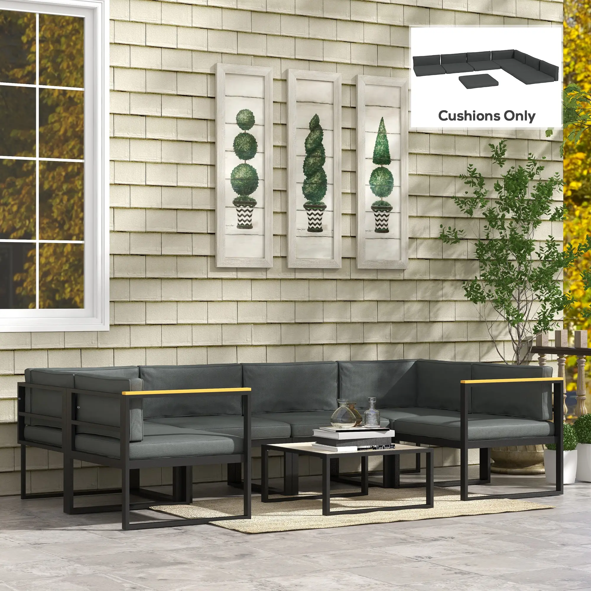 Replacement Cushions for Rattan Furniture, 14 Piece, 7 Seat 7 Back, Grey - Image 7
