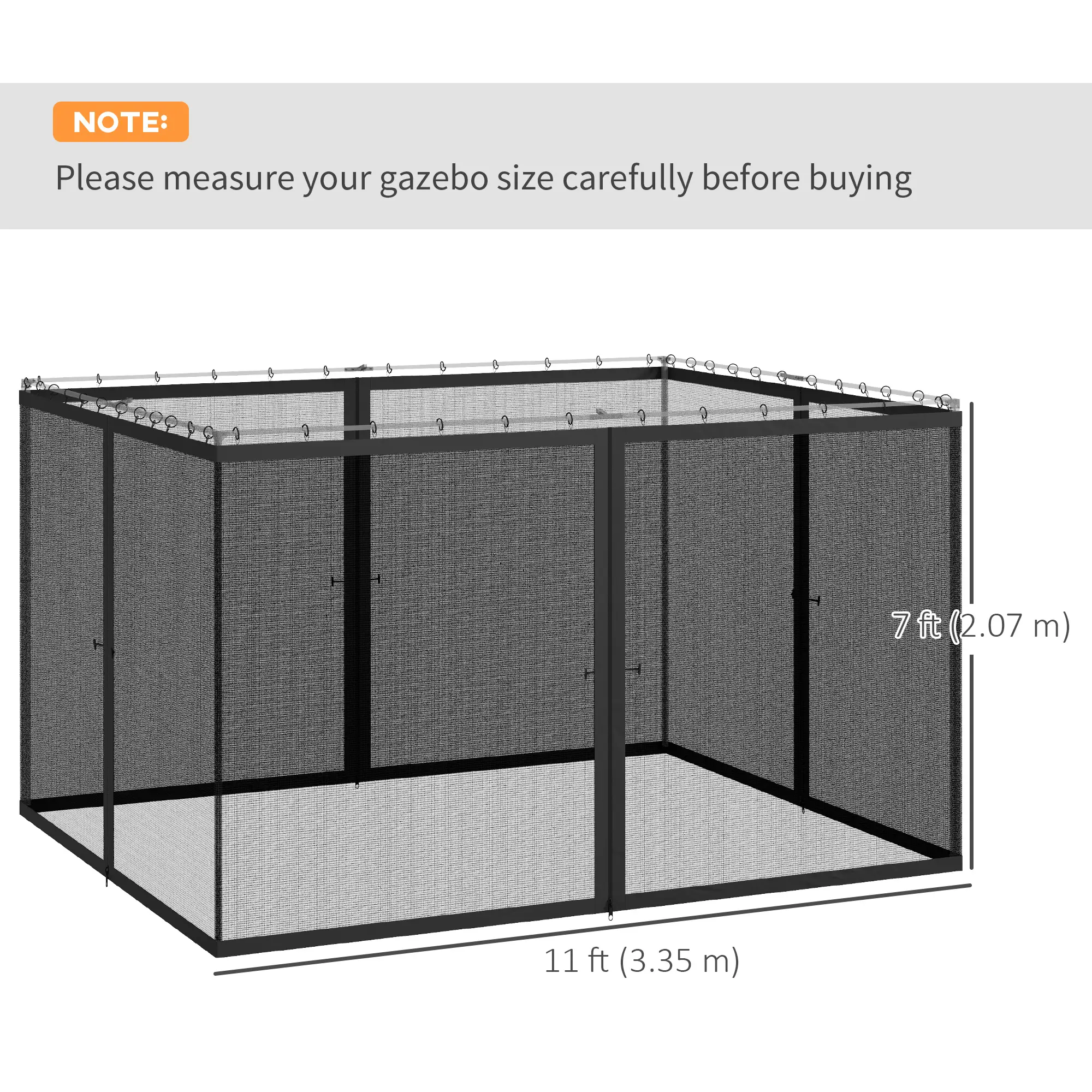 Replacement Mosquito Netting, 10' x 12', Black, Dark Grey - Image 3