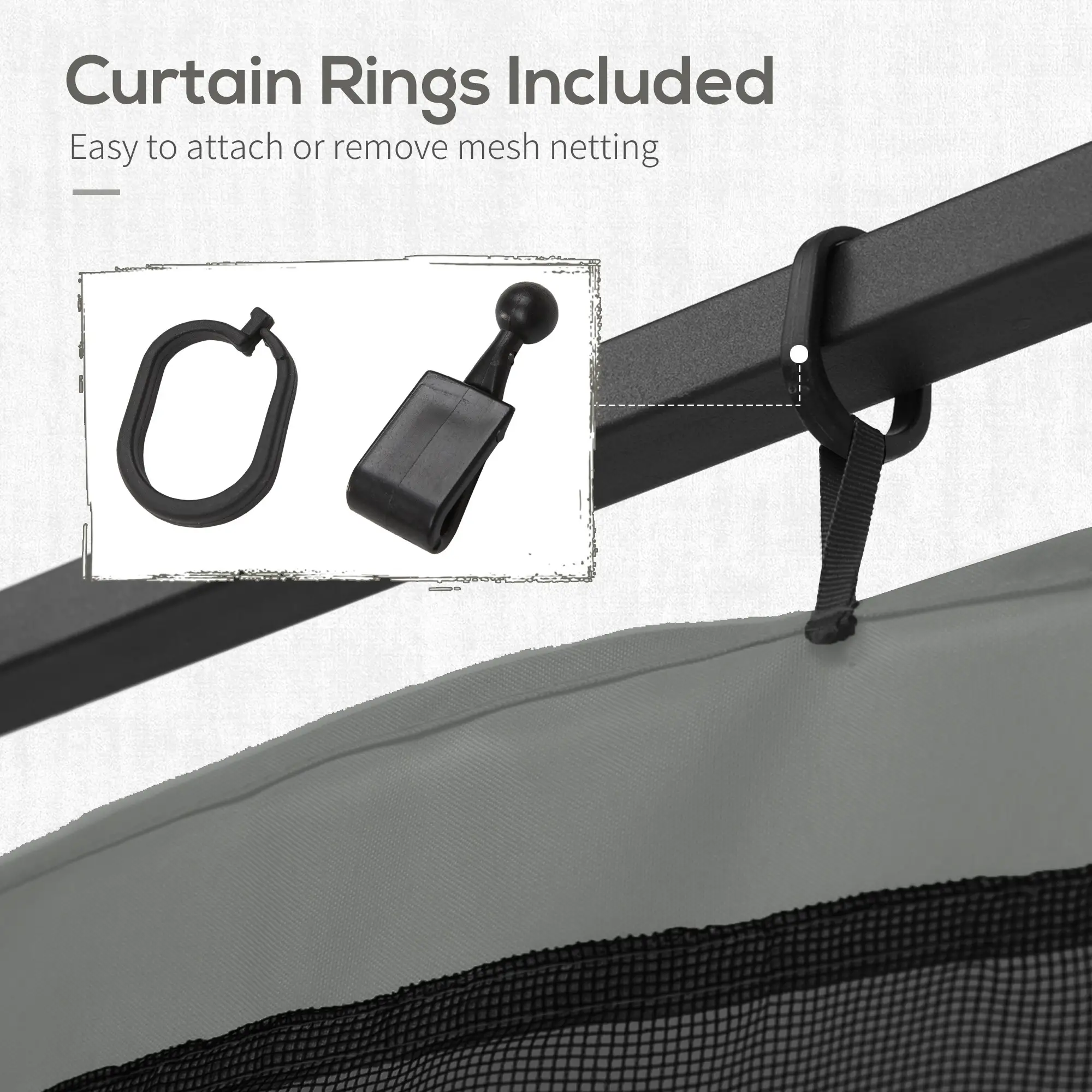 Replacement Mosquito Netting, 10' x 12', Black, Dark Grey - Image 5