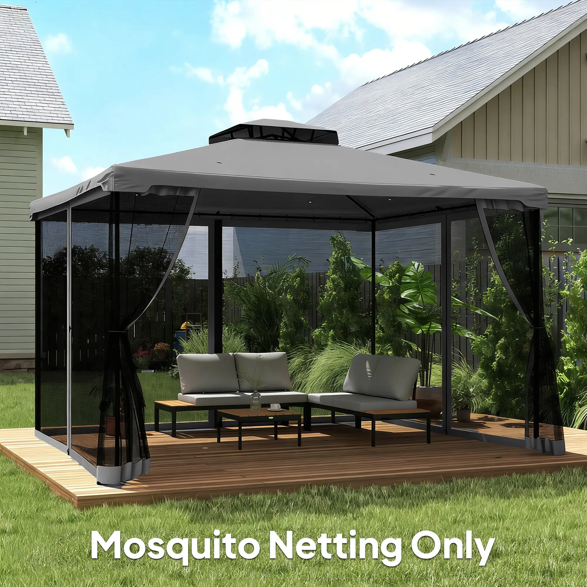 Replacement Mosquito Netting, 13' x 13', Black, Dark Grey - Image 10