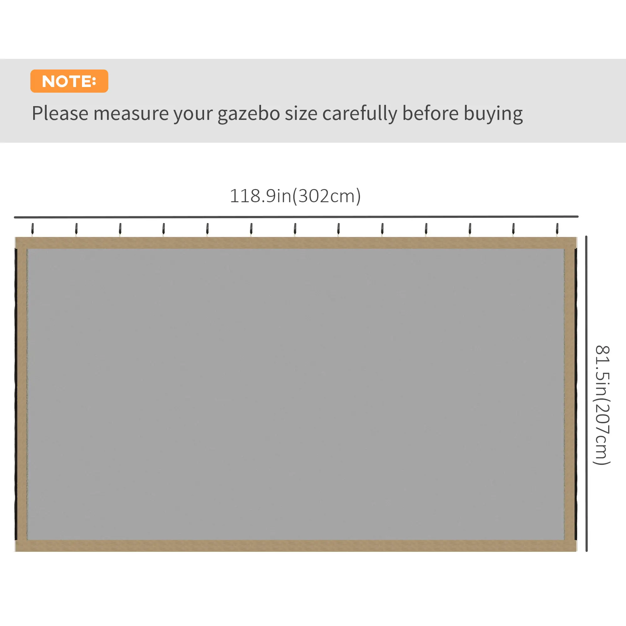 Replacement Mosquito Netting, Gazebo 10' x 10', Khaki, Black - Image 3