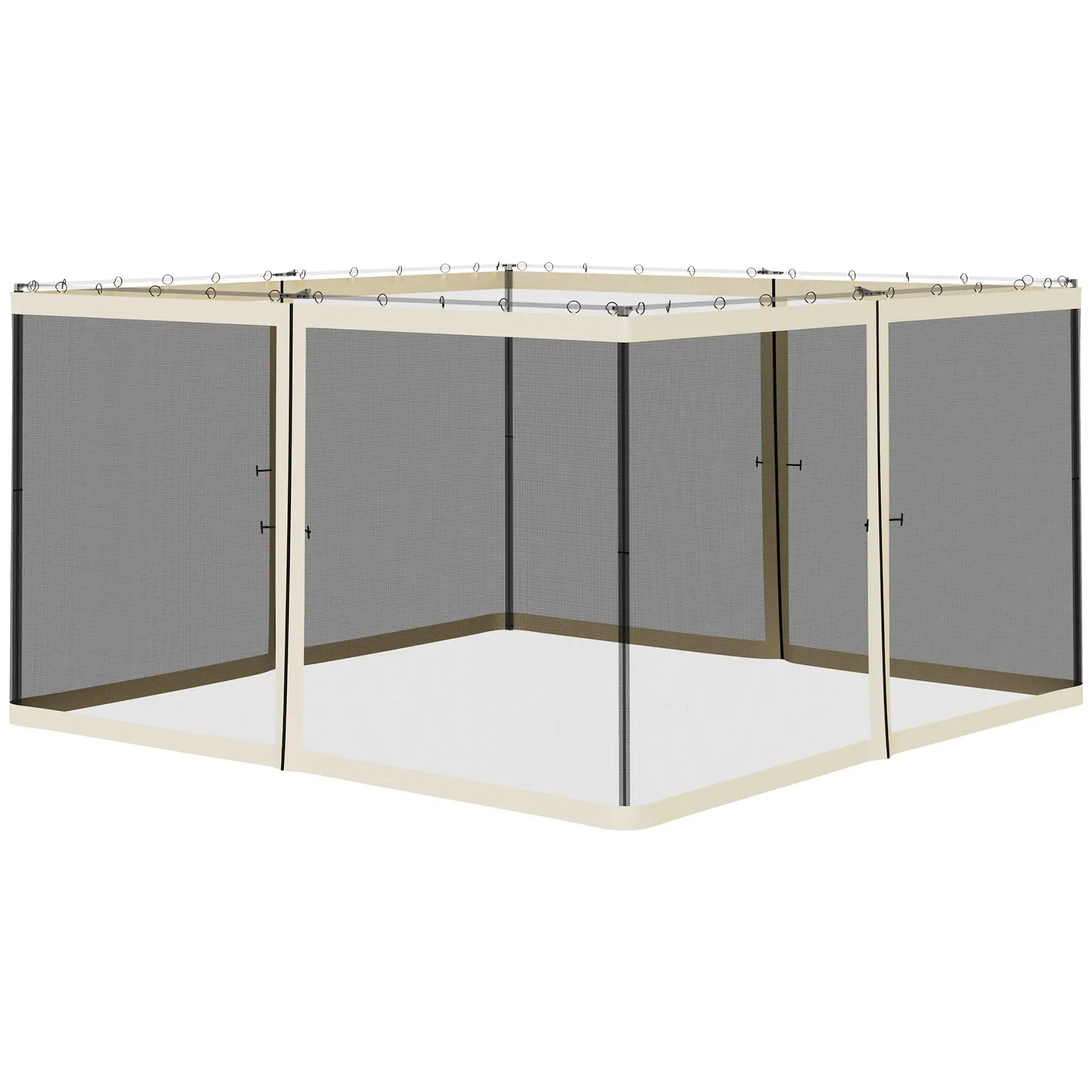 Replacement Mosquito Netting, Gazebo 12' x 12', Cream White, Black - Image 11