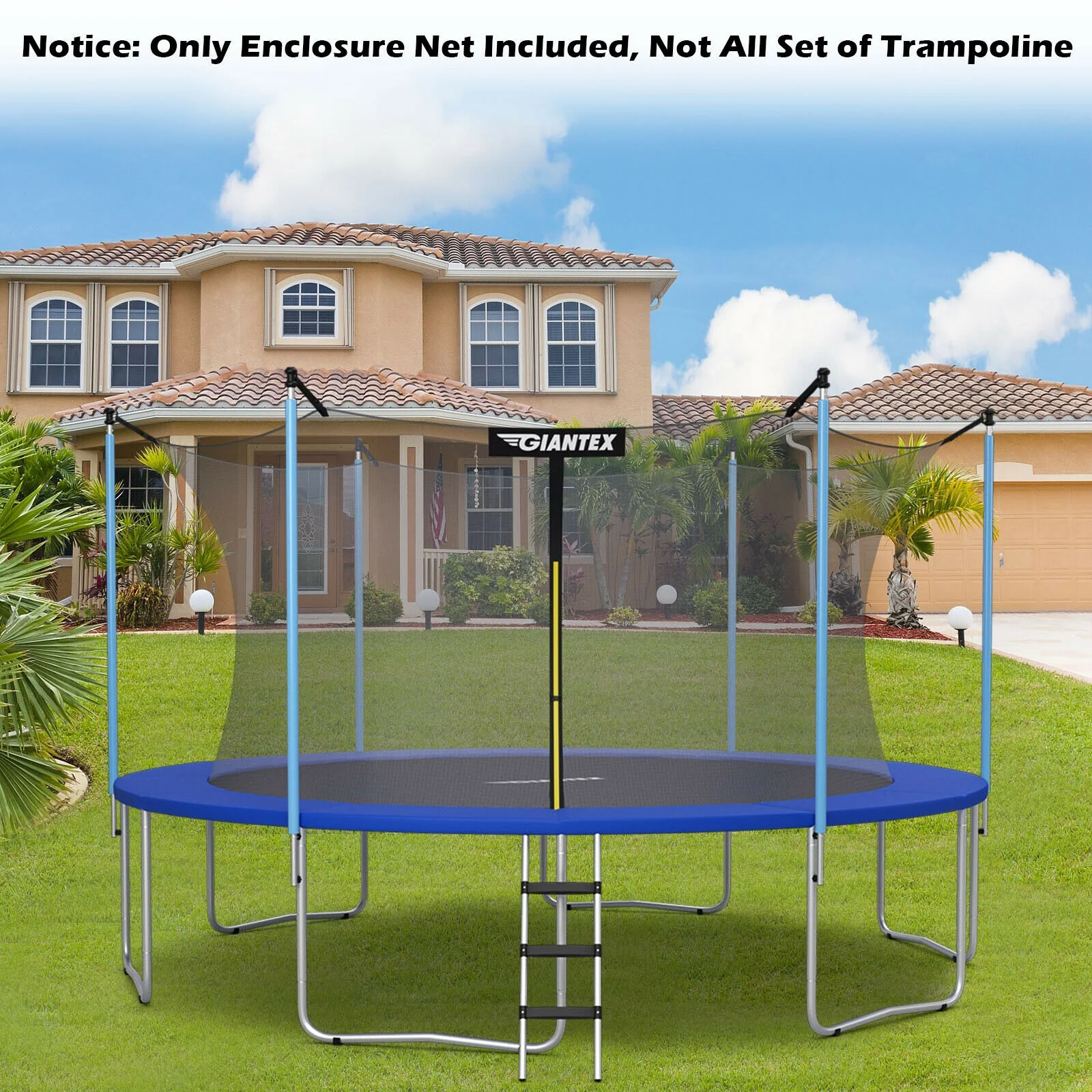 Replacement Weather-Resistant Trampoline Safety Enclosure Net, 15 ft, Black - Image 3