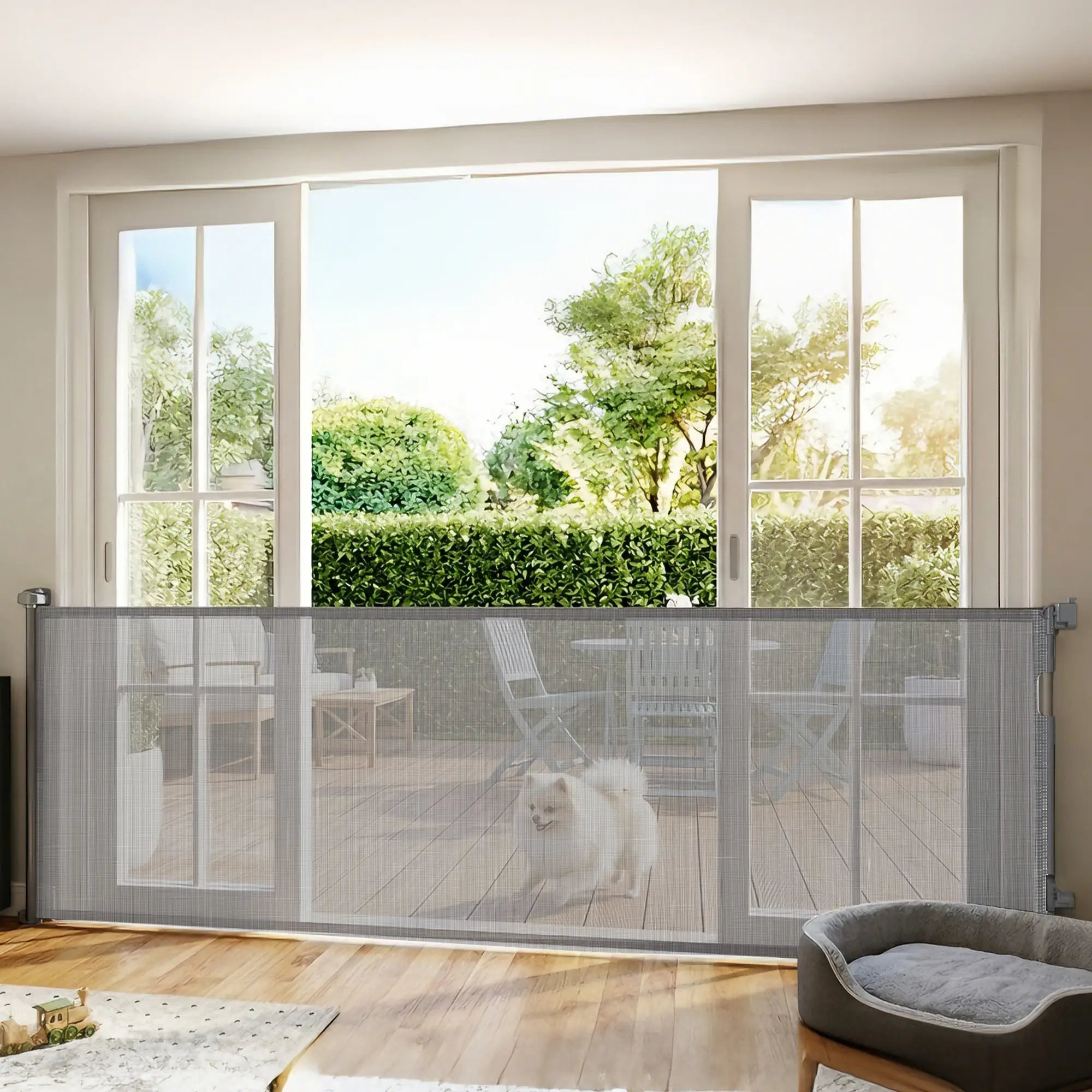 Retractable Dog Gate, 41" Tall, 122" Wide, Mesh Pet Gate - Image 8
