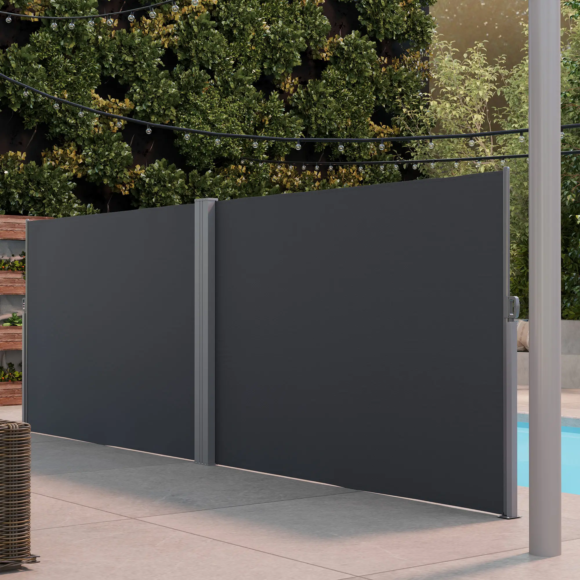 Retractable Double Side Awning, 79"x236", Charcoal Grey - Image 10