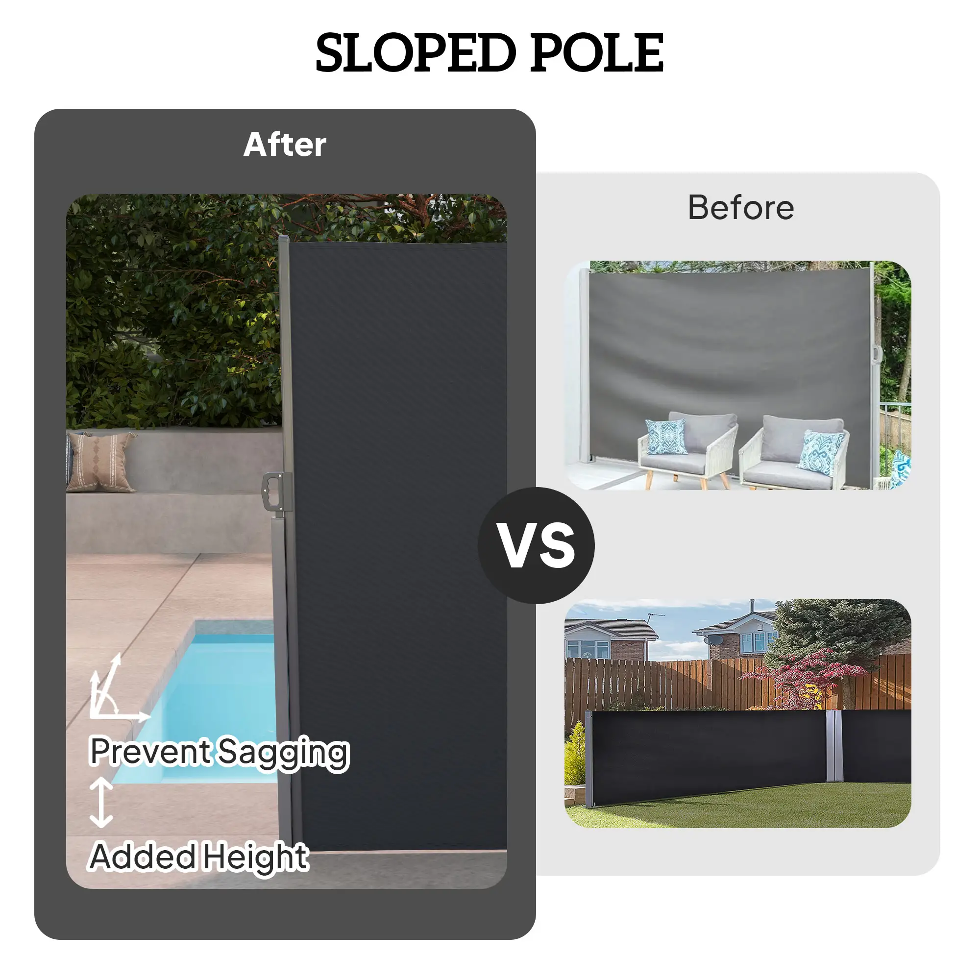 Retractable Double Side Awning, 79"x236", Charcoal Grey - Image 5