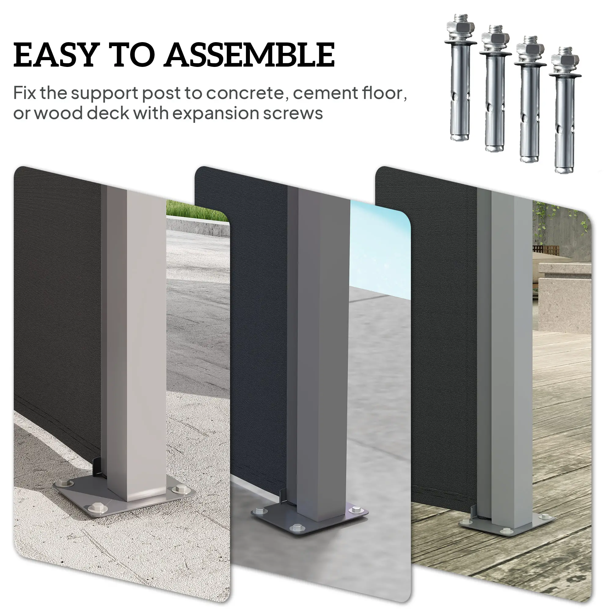 Retractable Double Side Awning, 79"x236", Charcoal Grey - Image 7