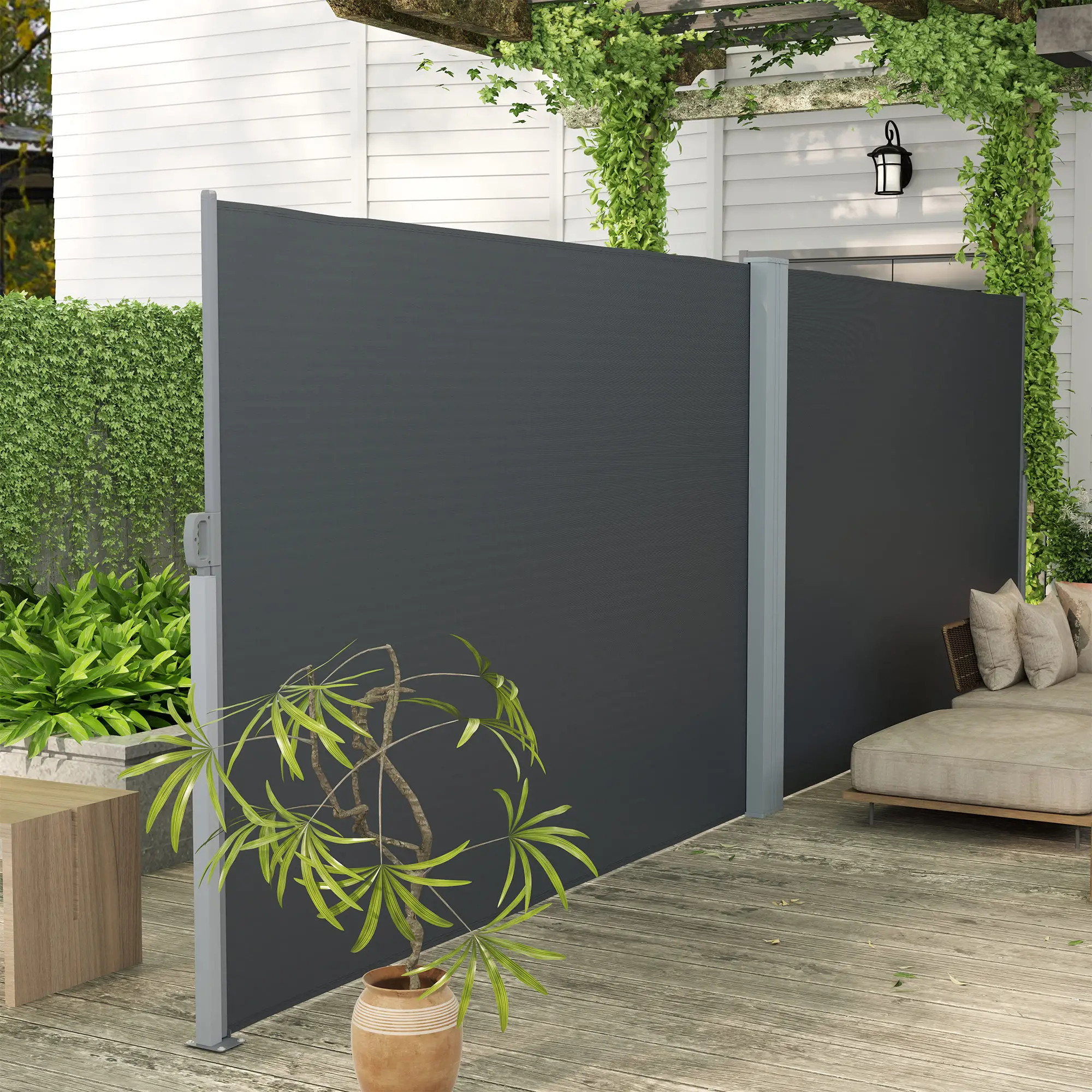 Retractable Double Side Awning, 79"x236", Charcoal Grey - Image 8