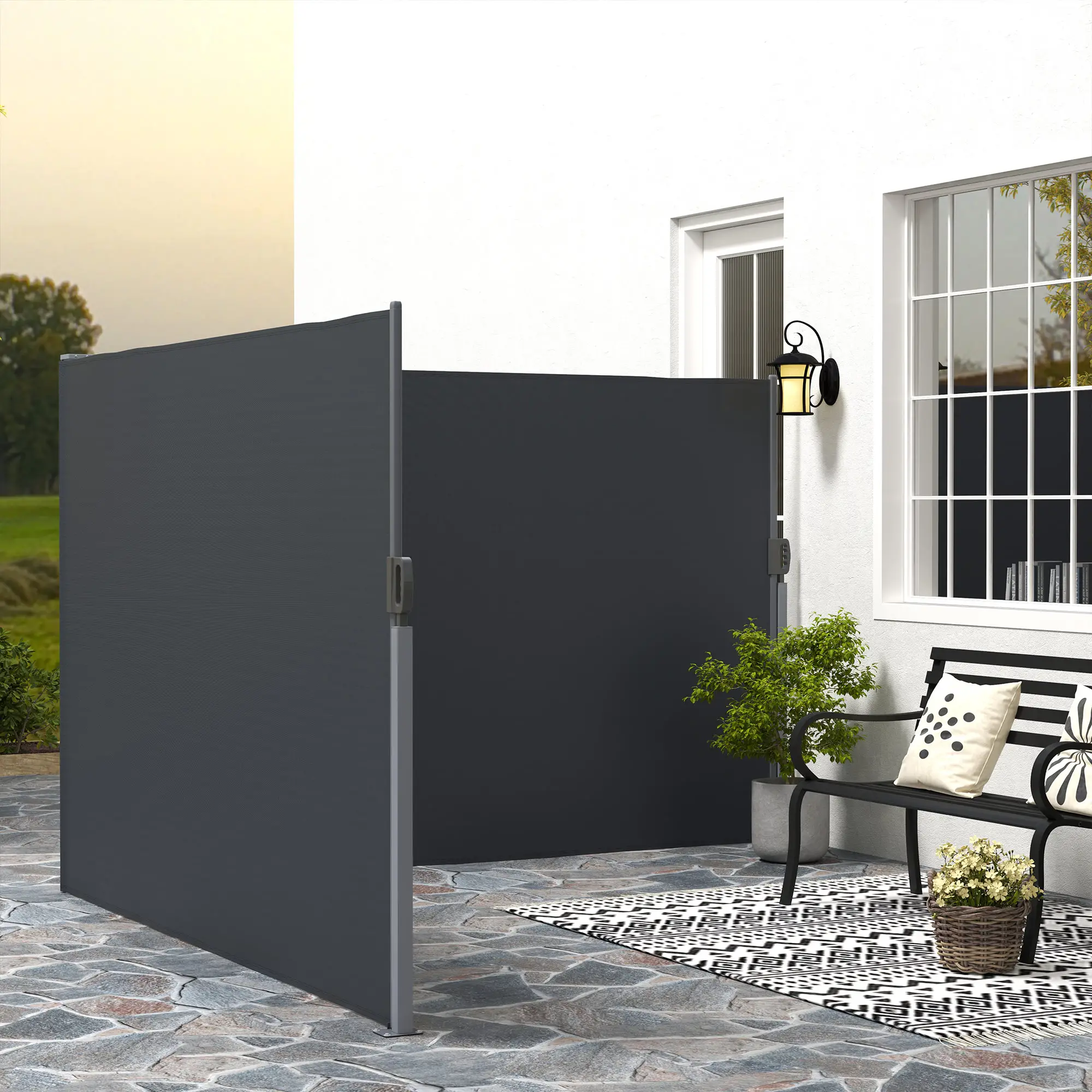 Retractable Double Side Awning, 79"x236", Charcoal Grey - Image 9