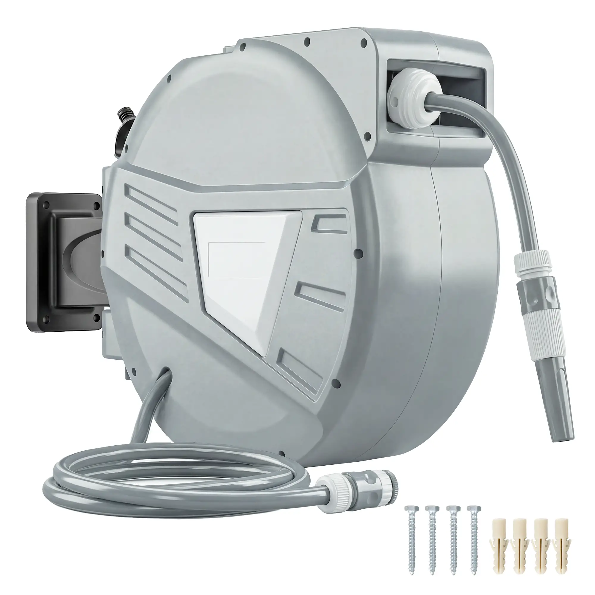 Retractable Garden Hose Reel, 1/2" x 98ft, Wall Mounted, Grey - Image 11