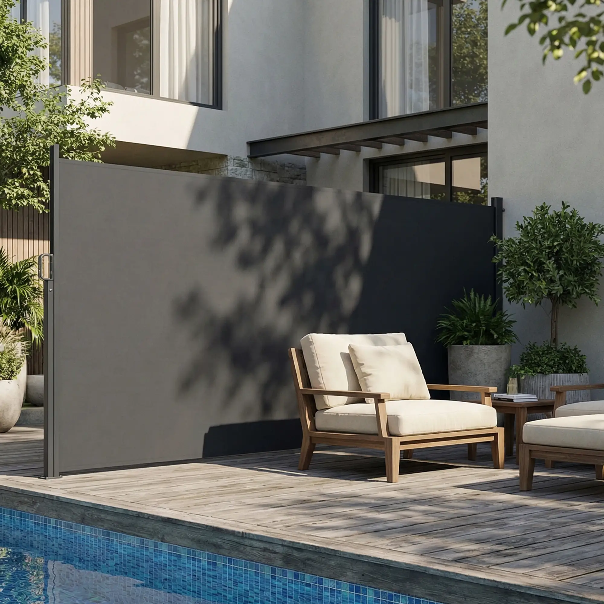 Retractable Side Awning, 165" x 73", Water-Resistant, UV 50+, Dark Grey - Image 2