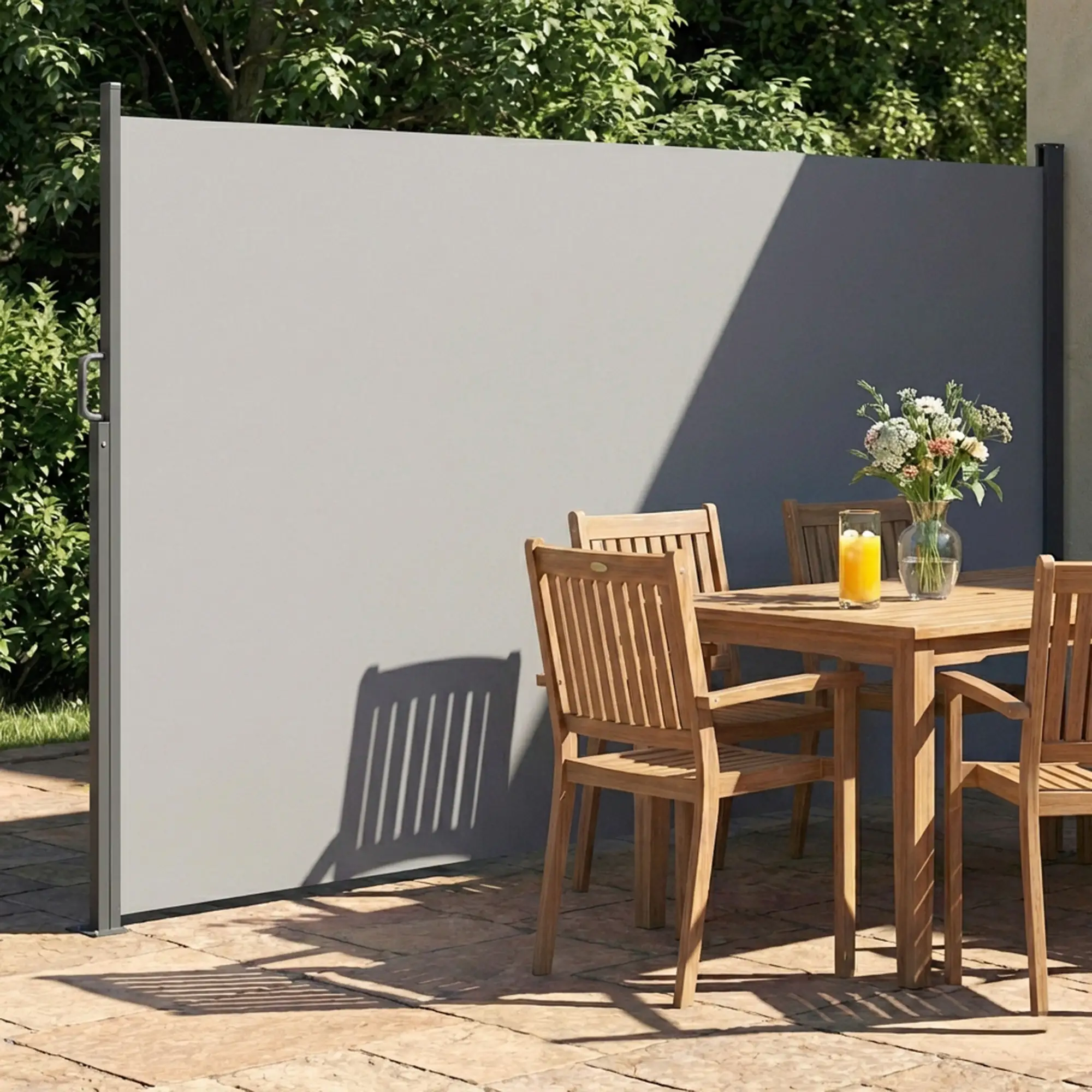 Retractable Side Awning, 165" x 73", Water-Resistant, UV 50+, Light Grey - Image 9