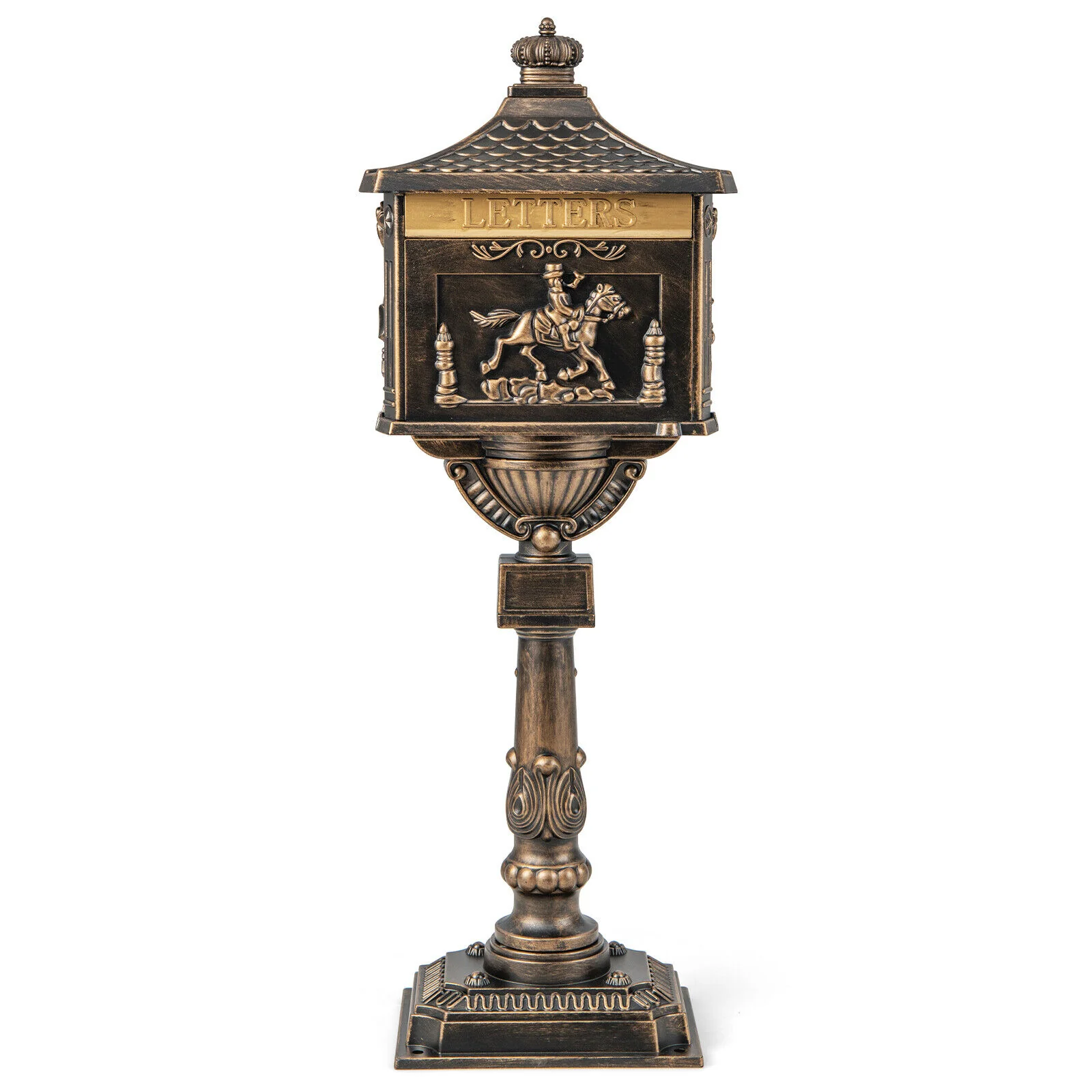 Retro Cast Aluminum Mailbox Security Postal Letter Box with Baffle Door, Bronze - Image 4