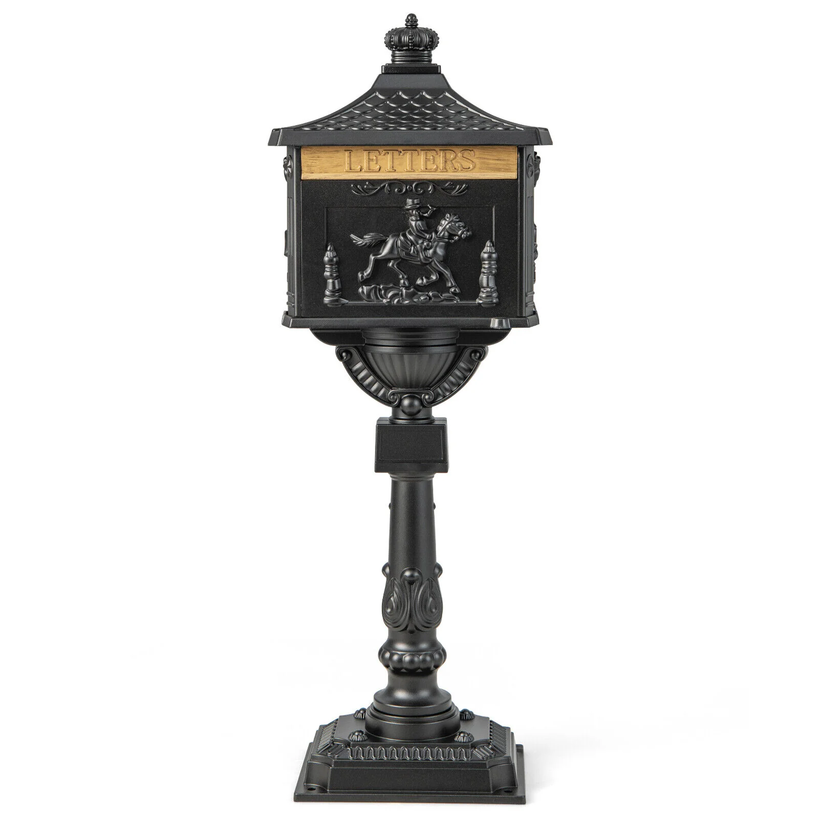 Retro Cast Aluminum Mailbox, With Baffle Door, Black - Image 4