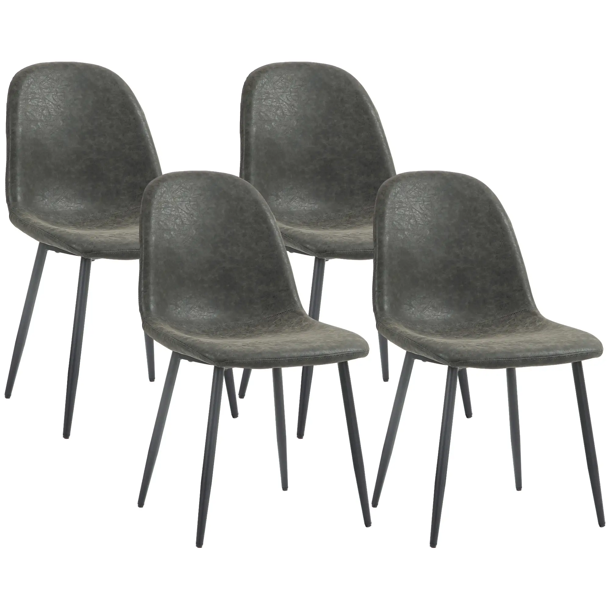 Retro Dining Chairs Set of 4, PU Leather Upholstered, Kitchen Living Room - Image 12