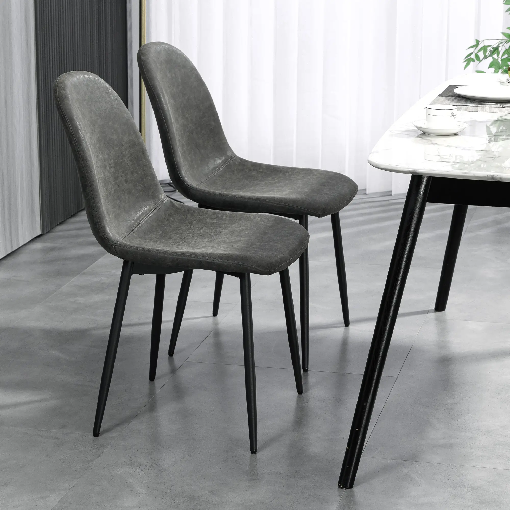 Retro Dining Chairs Set of 4, PU Leather Upholstered, Kitchen Living Room - Image 8