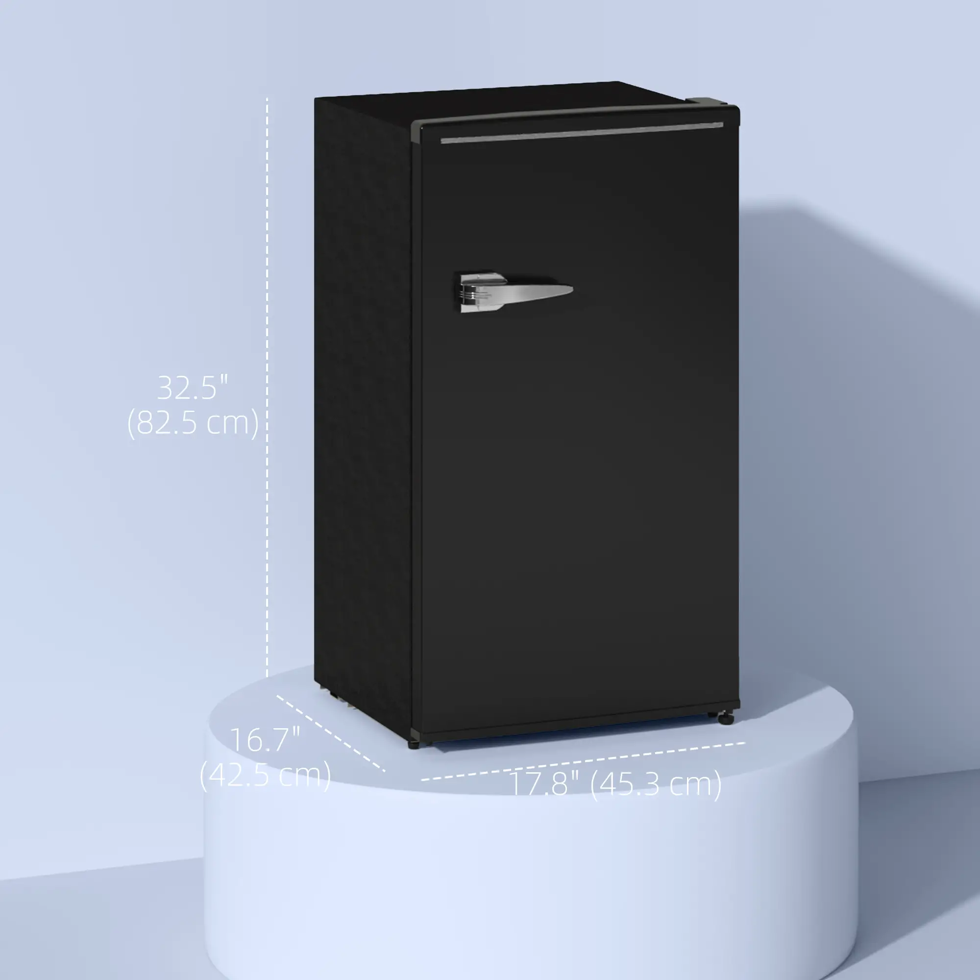 Retro Mini Fridge, 3.1 Cu. Ft, Adjustable Thermostat, 2 Glass Shelves, Black - Image 3