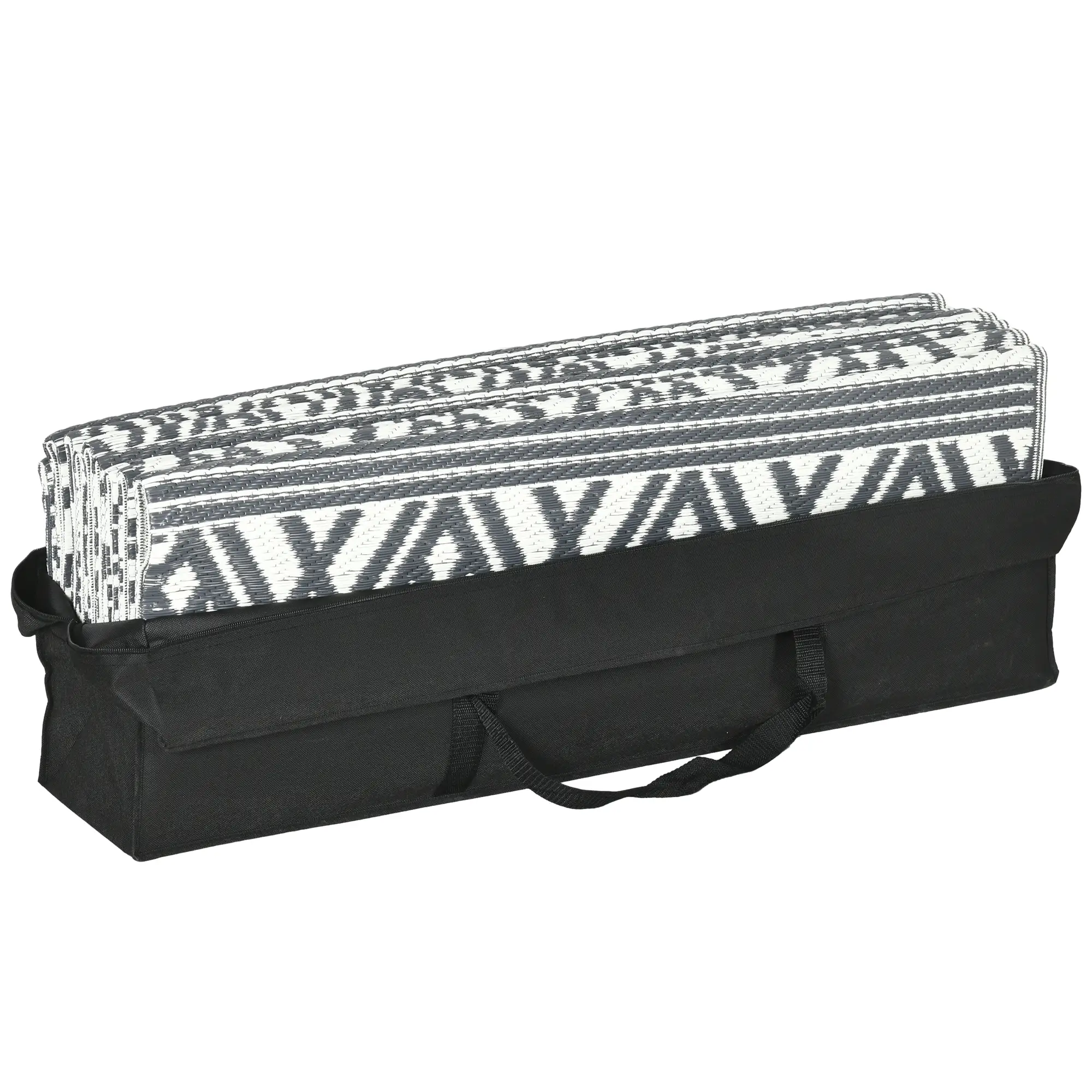 Reversible Outdoor Rug, Waterproof, 9' x 18', Boho, Grey Cream White - Image 10