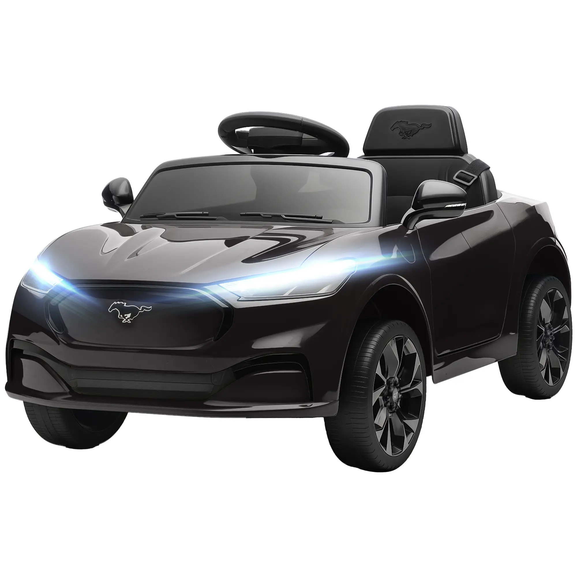 Ride On Car For Kids, 12V Electric Car, Remote Control, LED Light, Music, Black