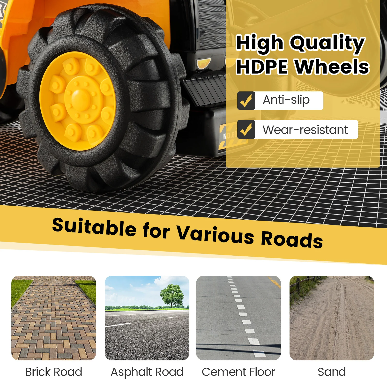 Ride On Push Car Bulldozer Digger Toy, Yellow - Image 10