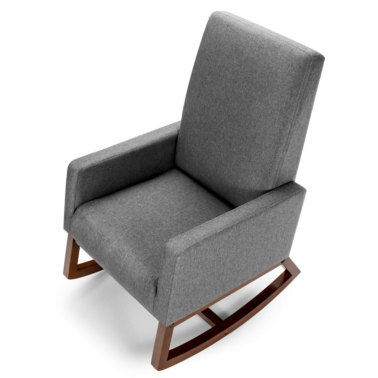 Rocking High Back Upholstered Lounge Armchair, Gray - Image 4