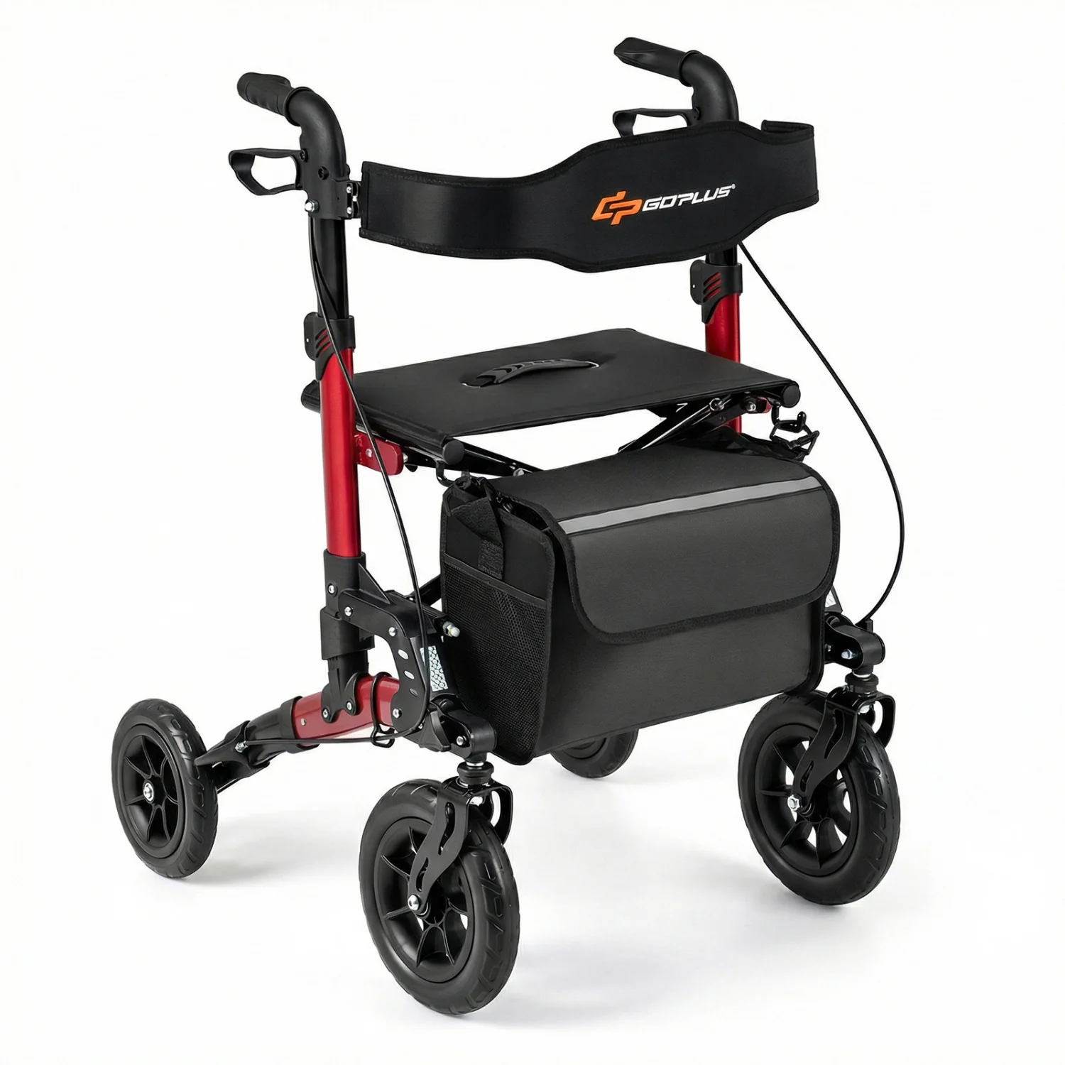 Rollator Walker for Seniors Folding Rolling Walker with Seat, Red