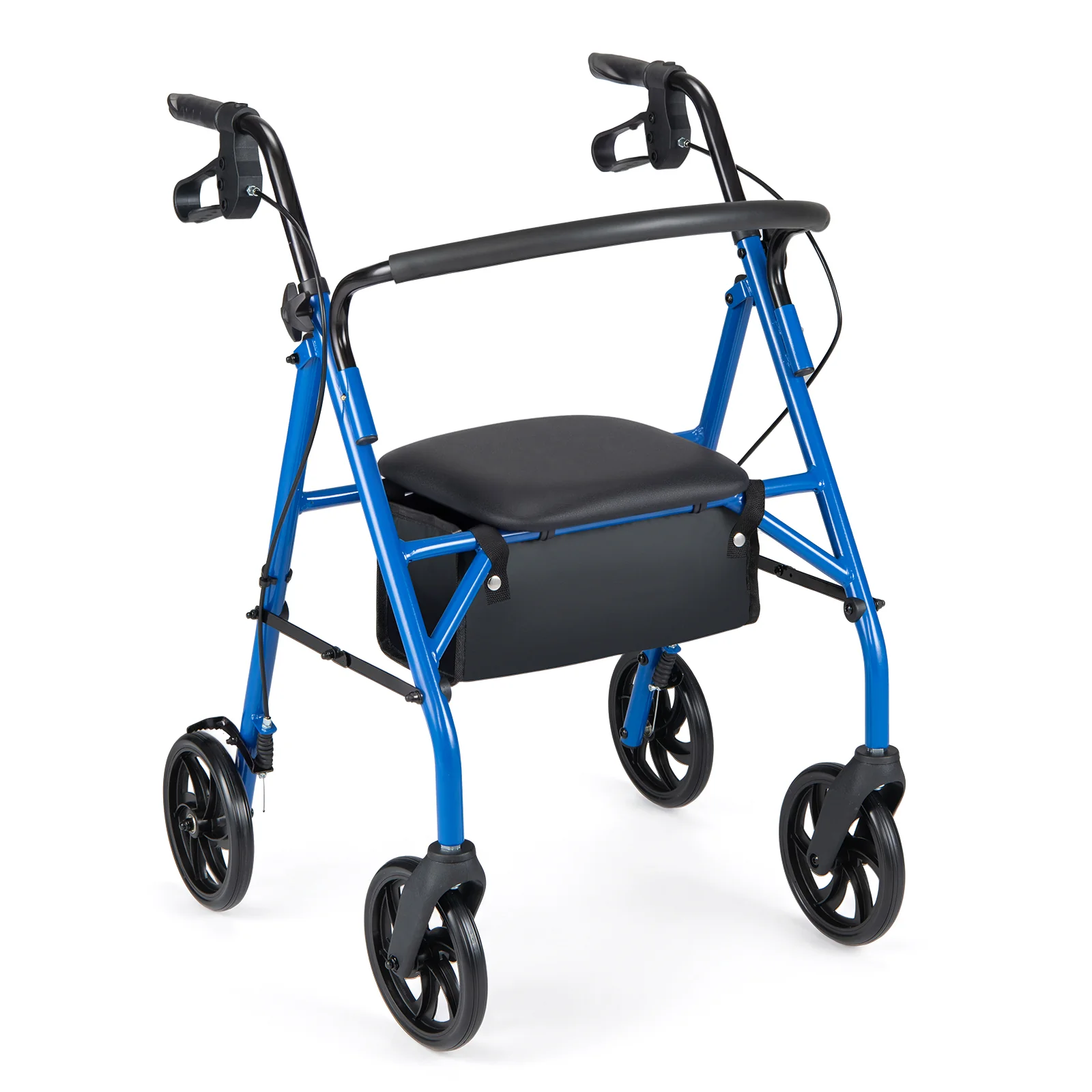 Rollator Walker With Seat, Height Adjustable Handles, Blue - Image 4