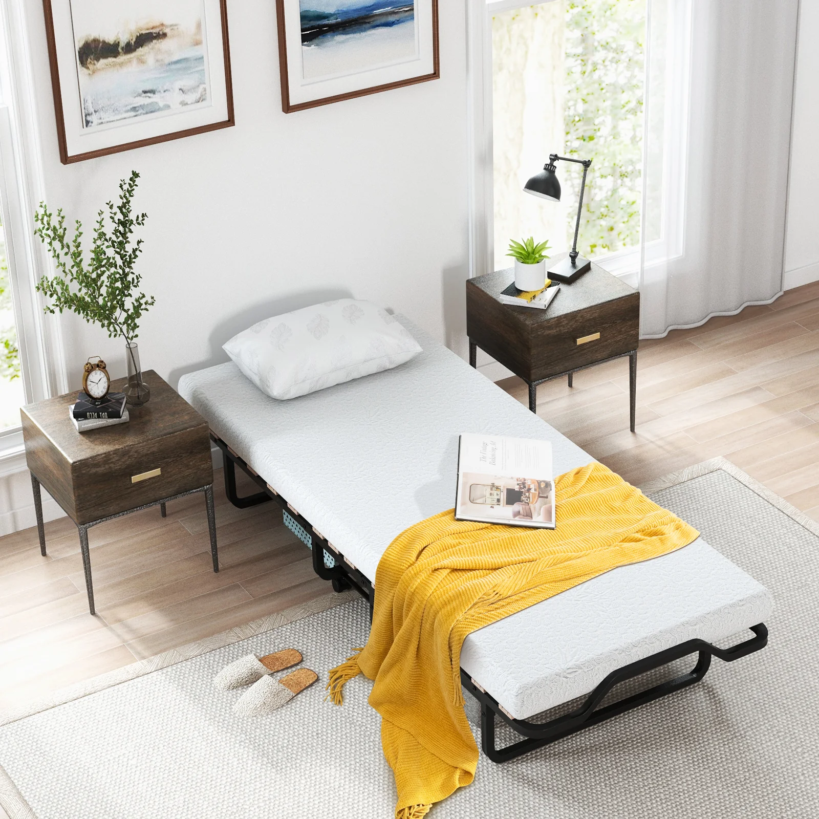 Rollaway Folding Bed, Memory Foam Mattress, Made in Italy - Image 2