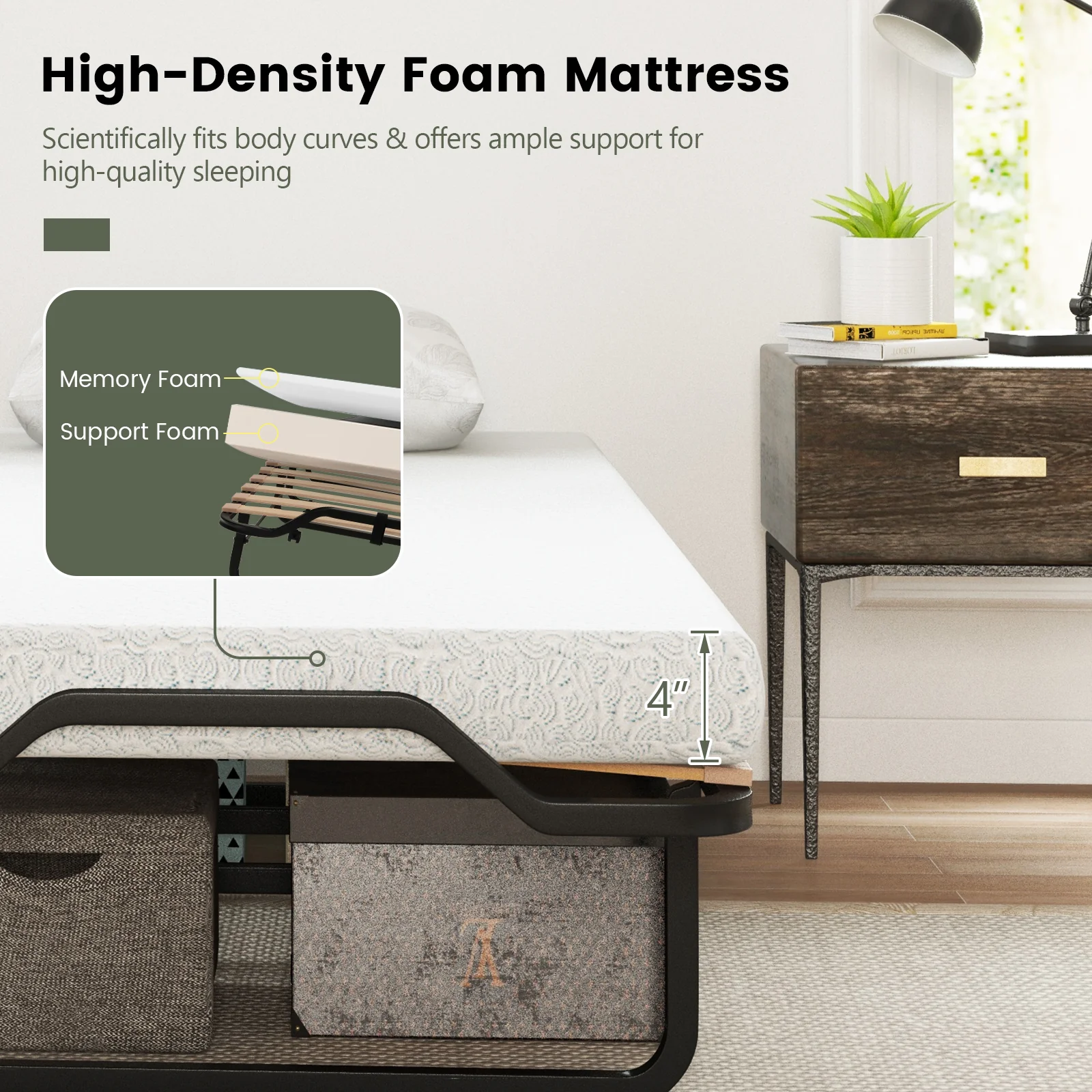 Rollaway Folding Bed, Memory Foam Mattress, Made in Italy - Image 7
