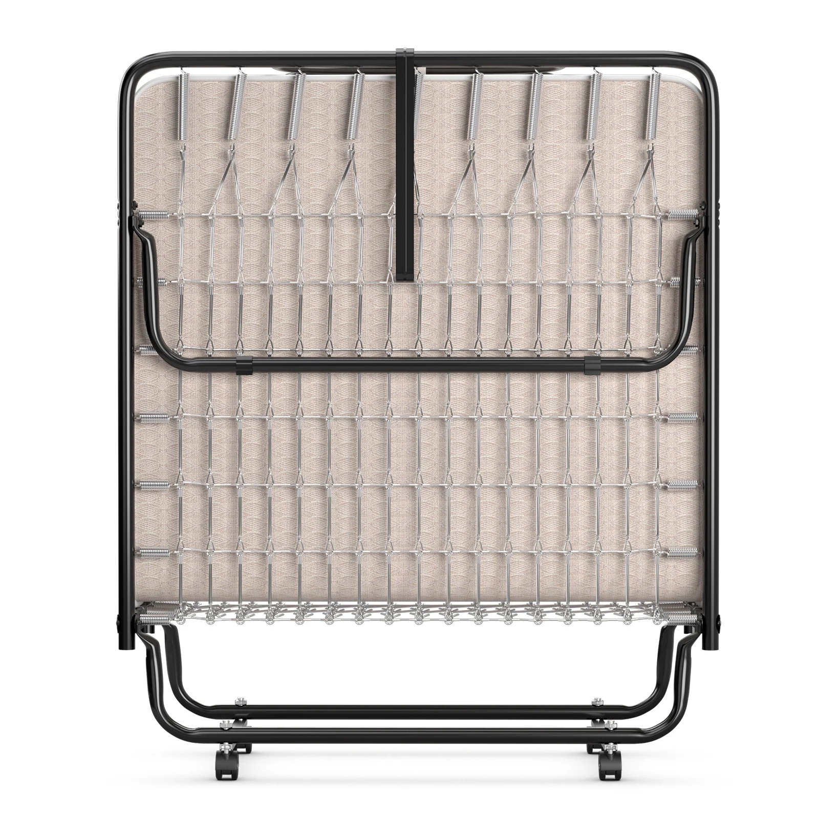 Rollaway Guest Bed, Steel Frame, Memory Foam Mattress, Beige - Image 9
