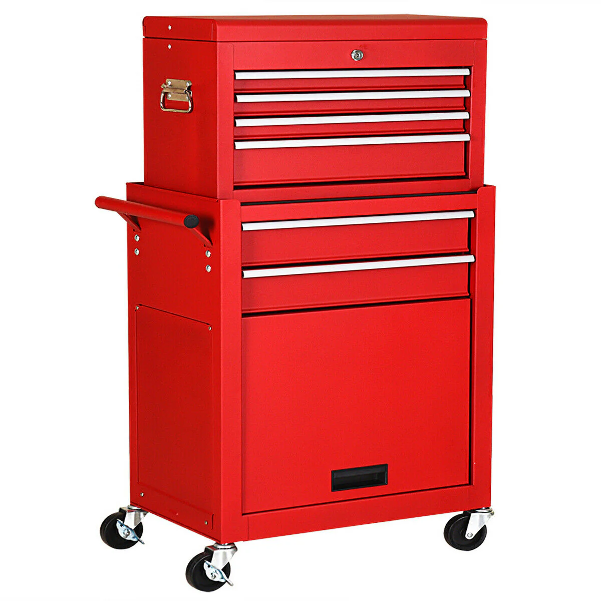 Rolling Cabinet Storage Chest, Toolbox Organizer, Red - Image 10