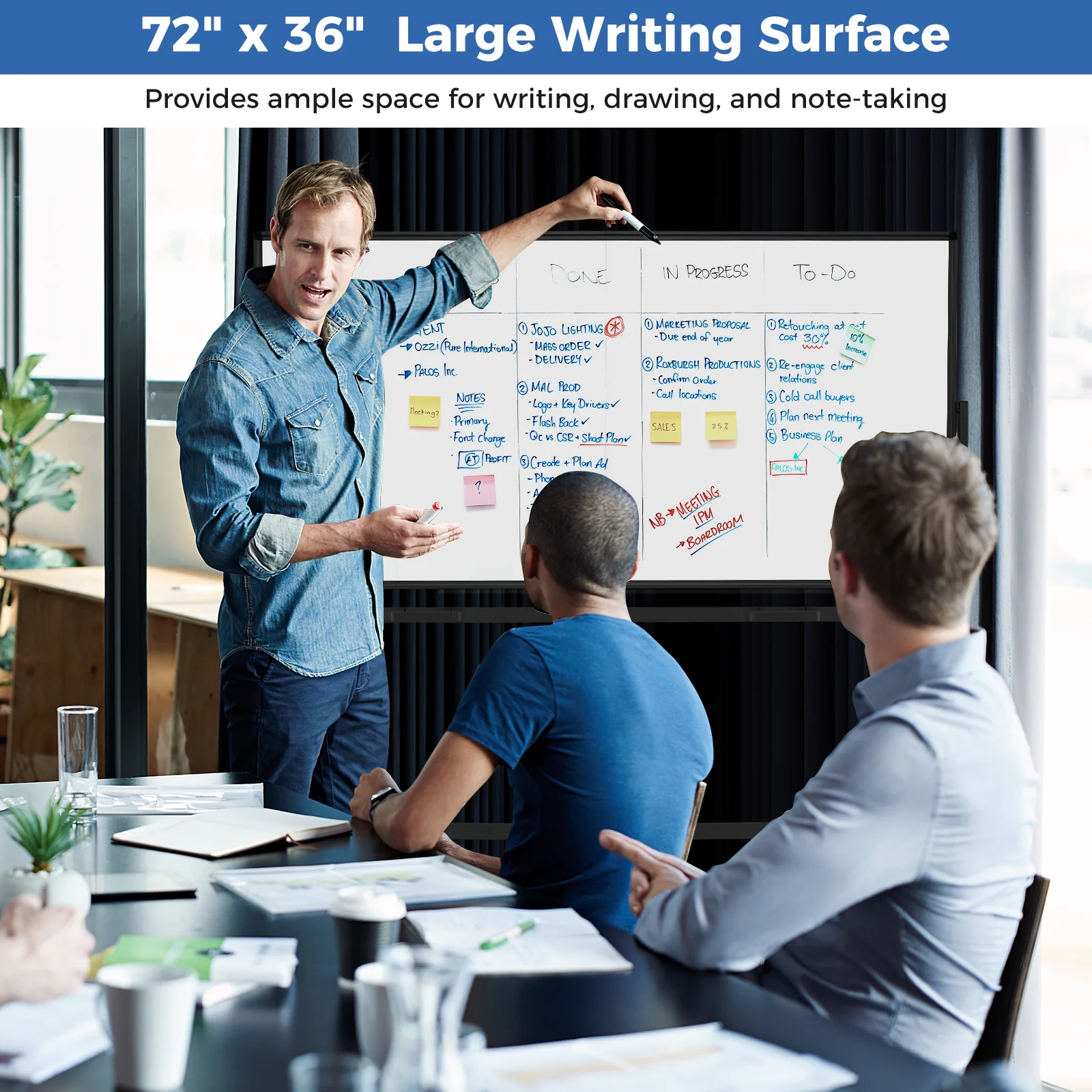 Rolling Double-Sided Magnetic Whiteboard on Wheels with Stand and Aluminum Alloy Frame, Black - Image 10