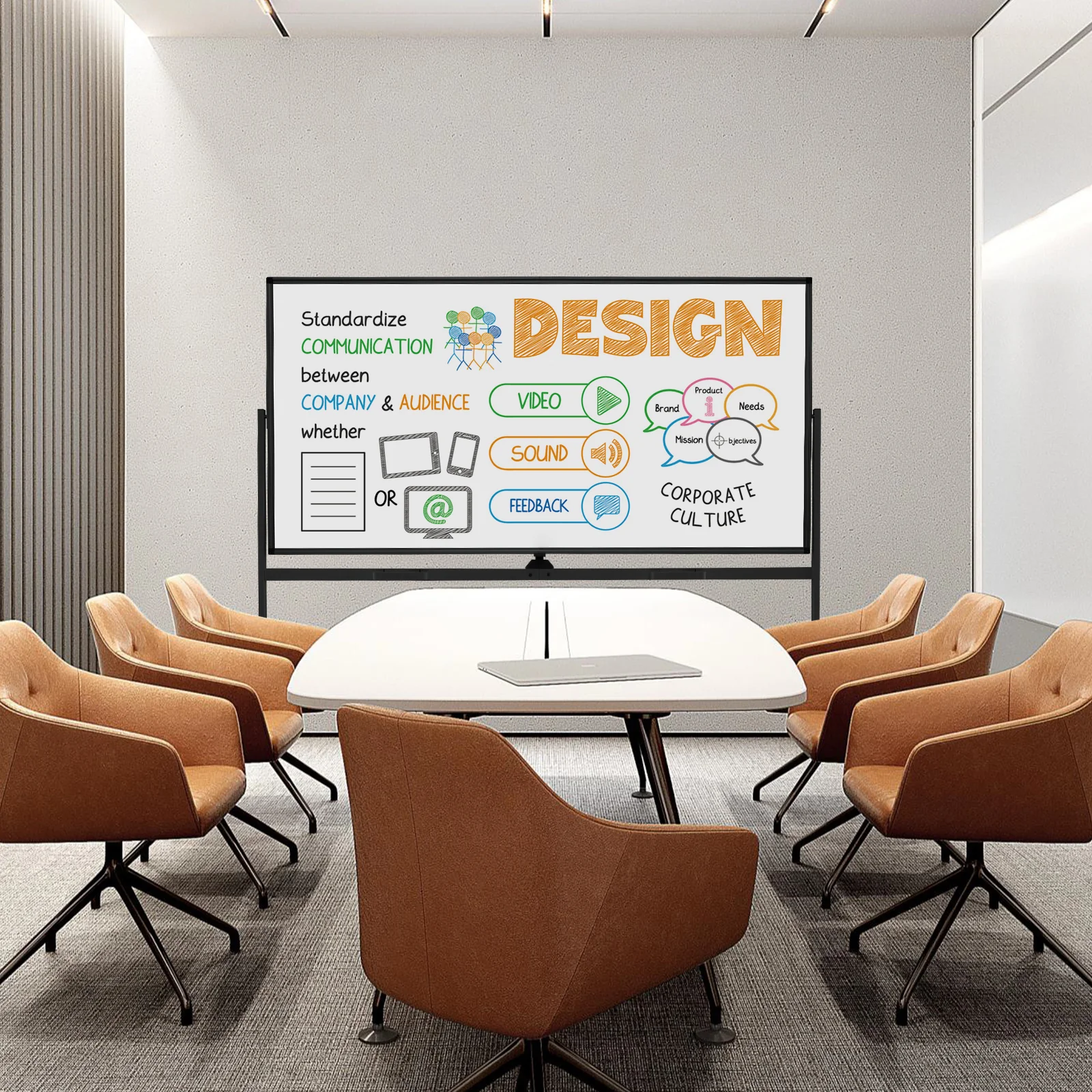 Rolling Double-Sided Magnetic Whiteboard on Wheels with Stand and Aluminum Alloy Frame, Black - Image 3