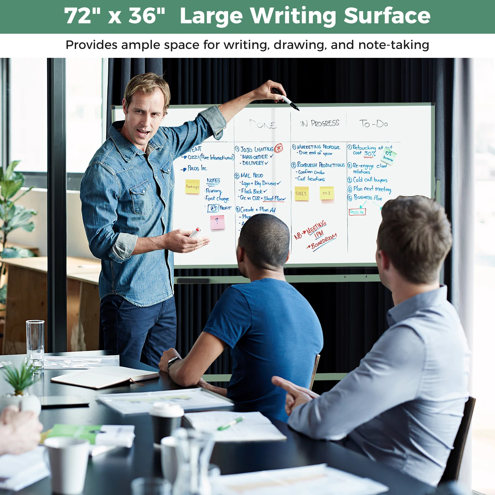 Rolling Double-Sided Magnetic Whiteboard on Wheels with Stand and Aluminum Alloy Frame, Green - Image 10