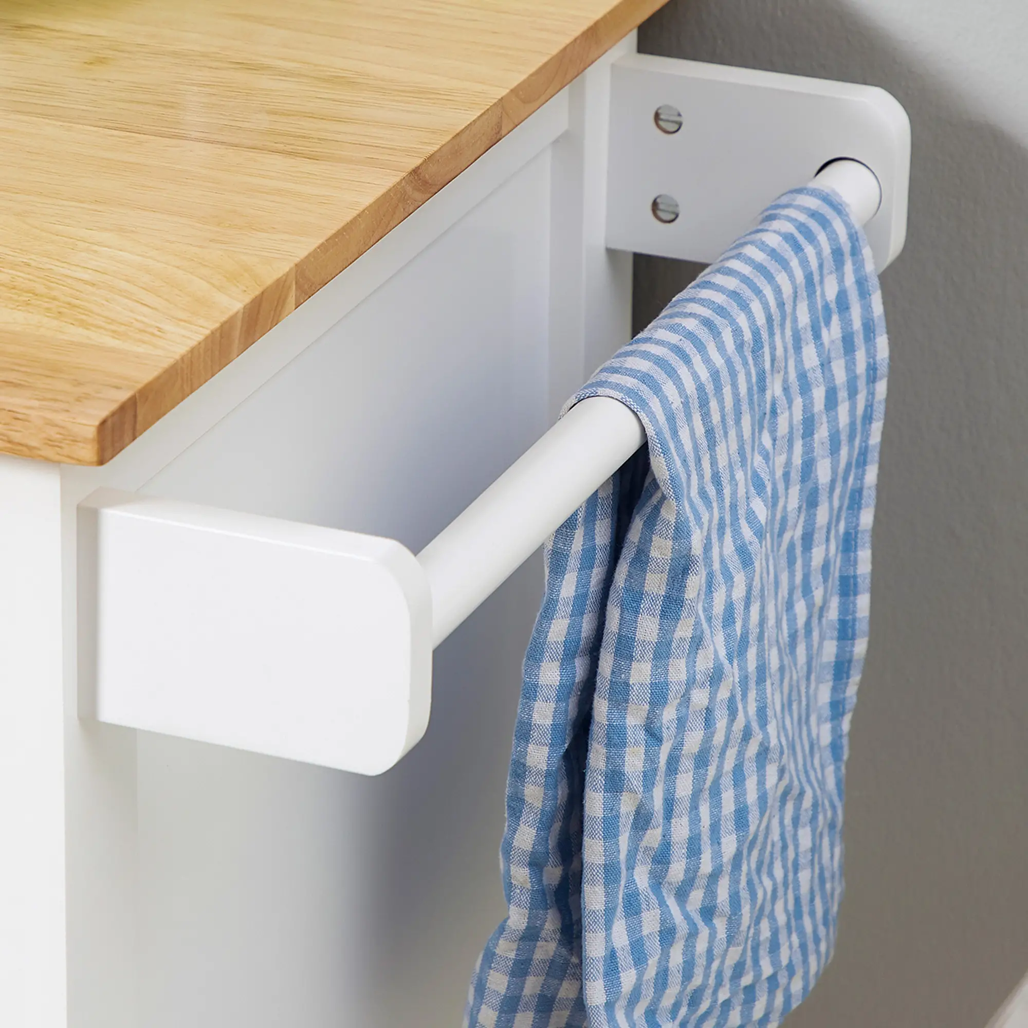 Rolling Kitchen Cart, Drawer Glass Door Cabinet, Island on Wheels, White - Image 9