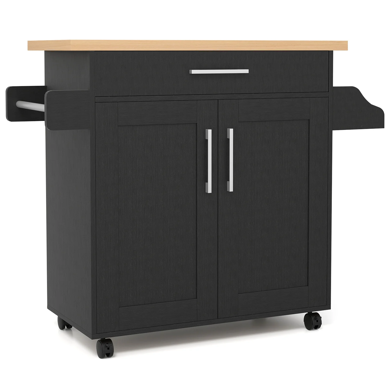 Rolling Kitchen Island Cart, Black - Image 4
