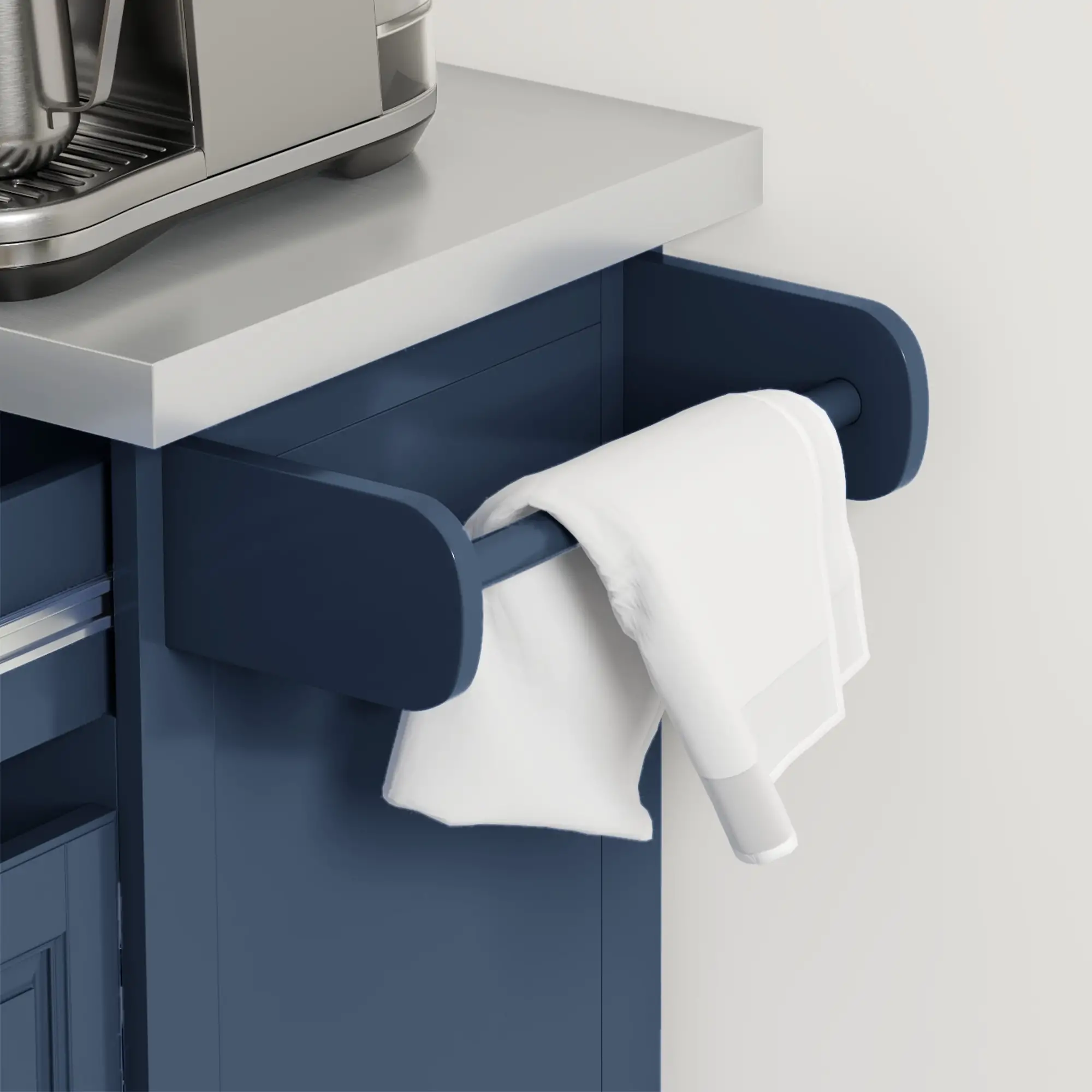 Rolling Kitchen Island with Storage, Stainless Steel Top, Blue - Image 10