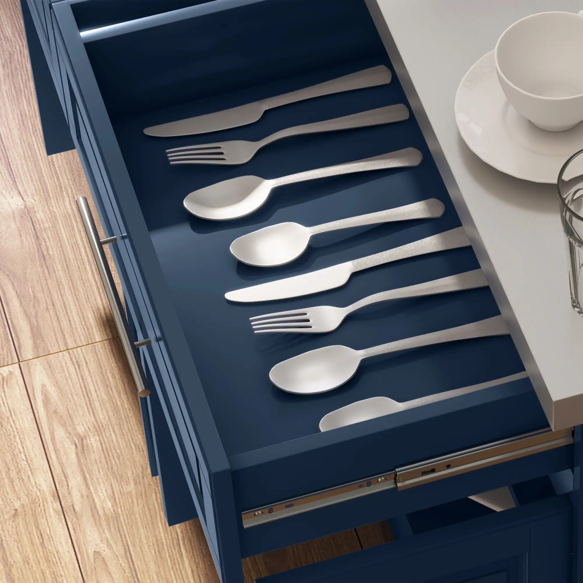 Rolling Kitchen Island with Storage, Stainless Steel Top, Blue - Image 9