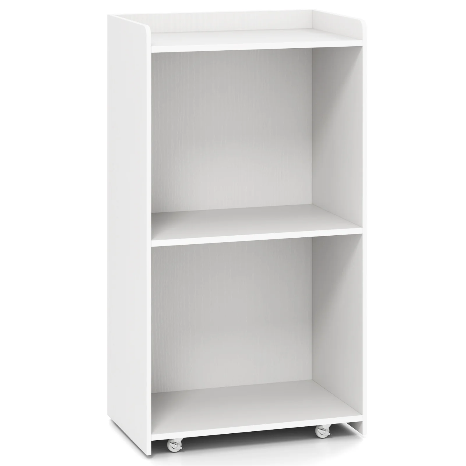 Rolling Podium Stand, 2 Shelves, Lockable Wheels, White - Image 4