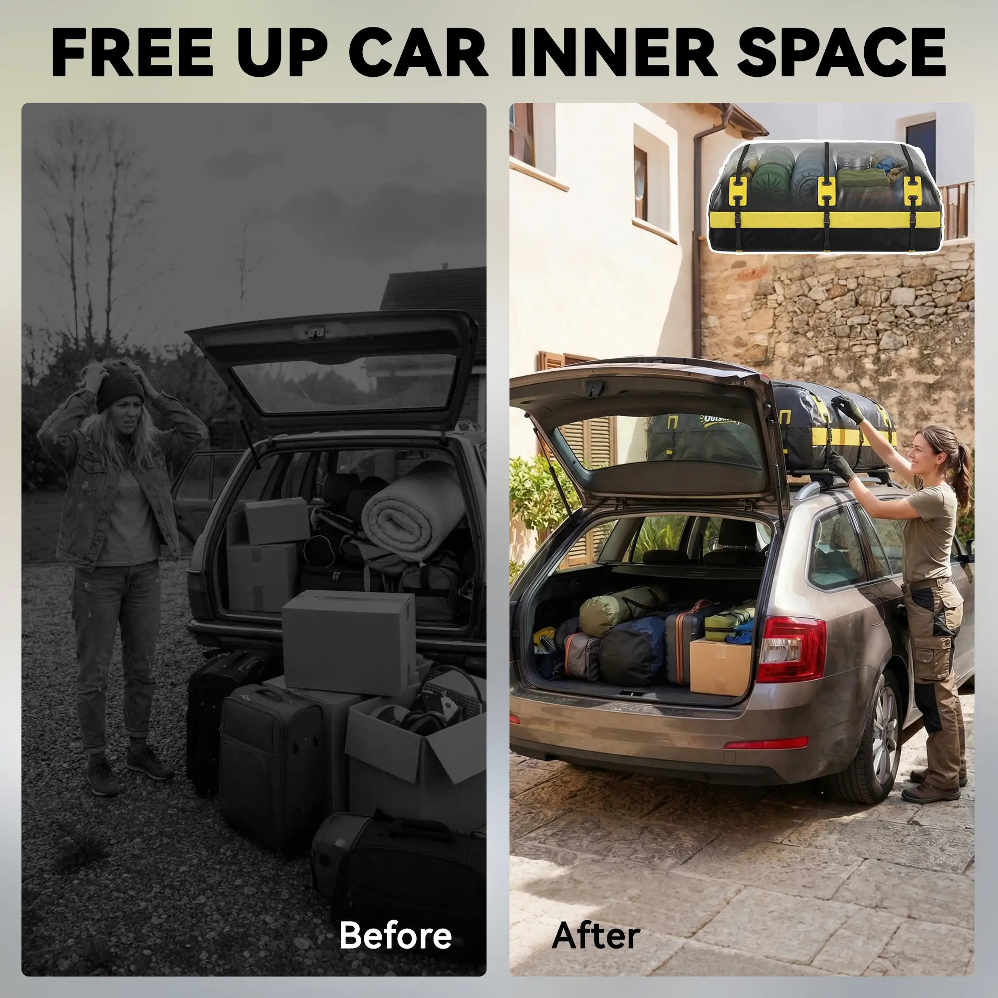 Rooftop Cargo Carrier, 21 Cubic Feet, Waterproof Soft-Shell Storage Bag, Yellow - Image 4