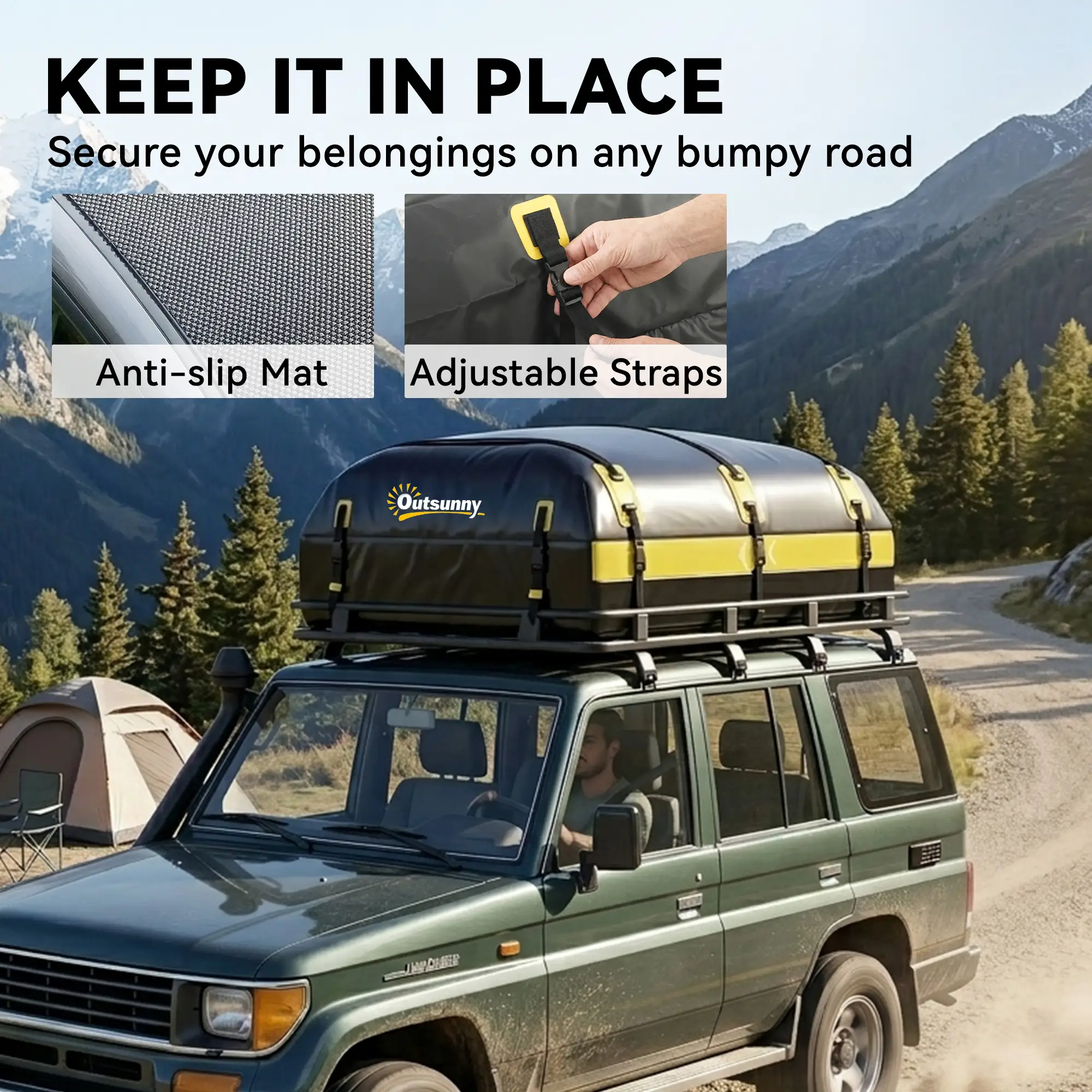 Rooftop Cargo Carrier, 21 Cubic Feet, Waterproof Soft-Shell Storage Bag, Yellow - Image 6