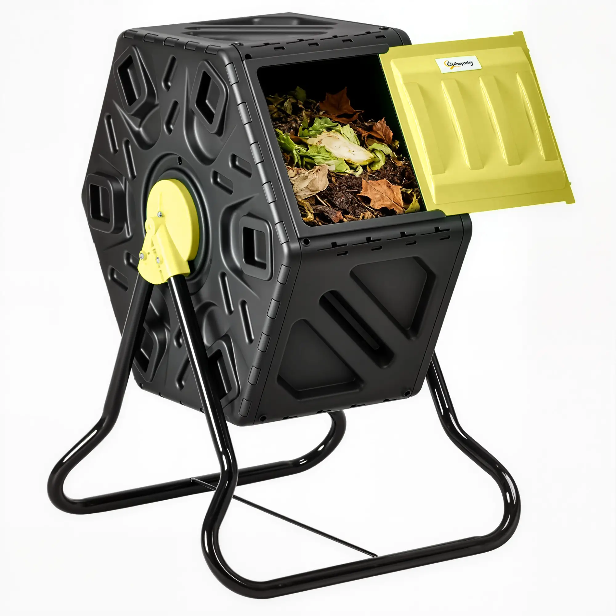 Rotating Composter Bin, 17 Gallon, Yellow - Image 11