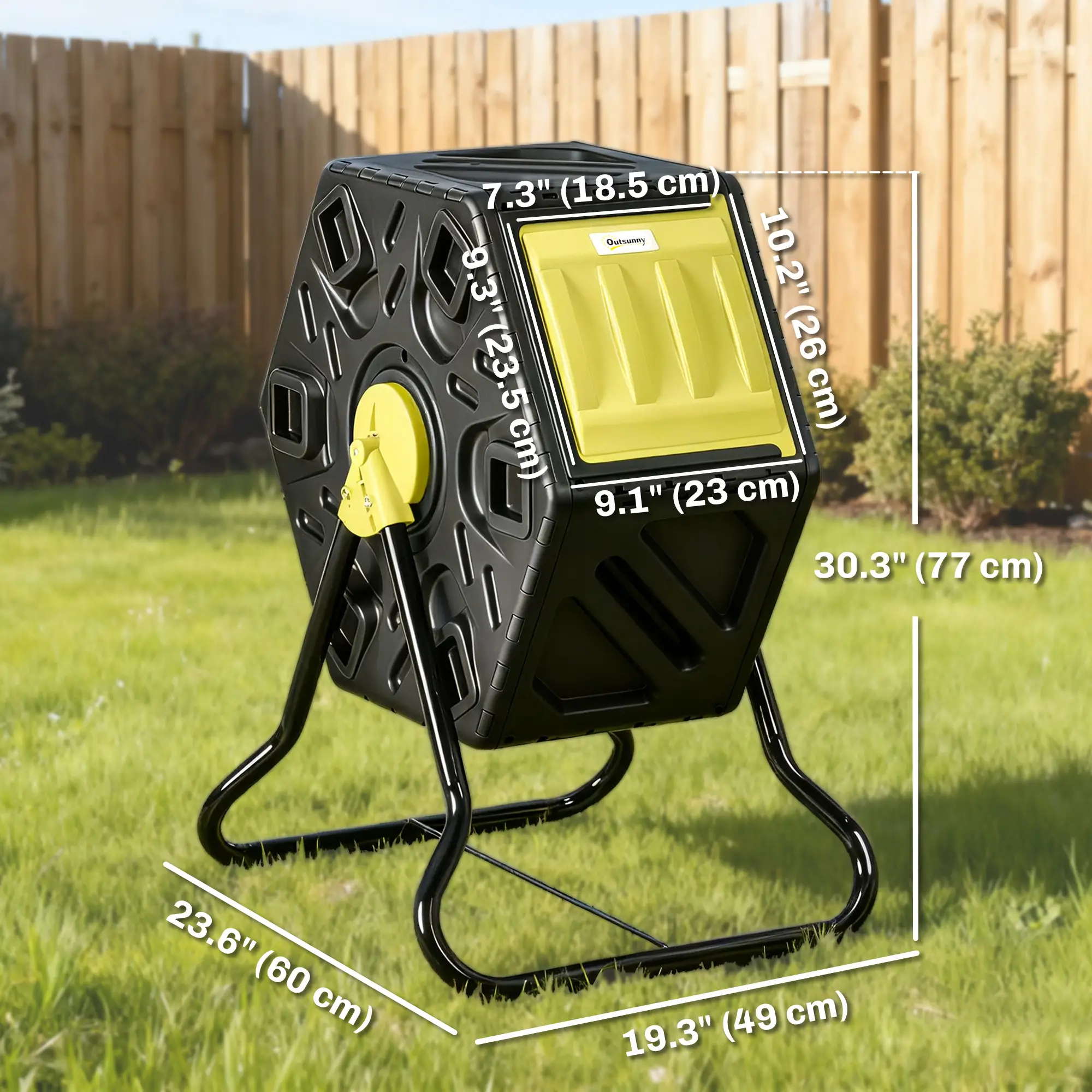 Rotating Composter Bin, 17 Gallon, Yellow - Image 3