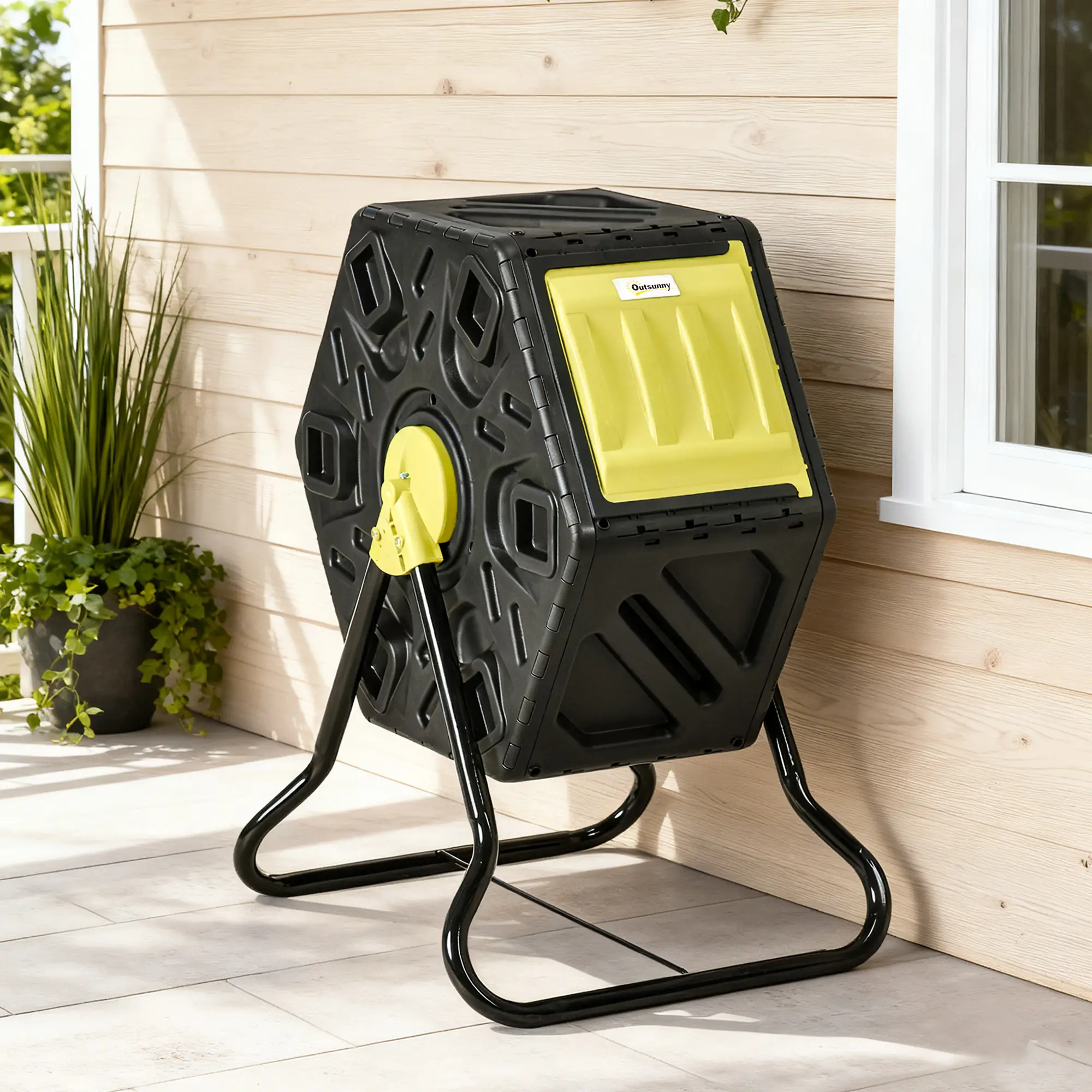 Rotating Composter Bin, 17 Gallon, Yellow - Image 9