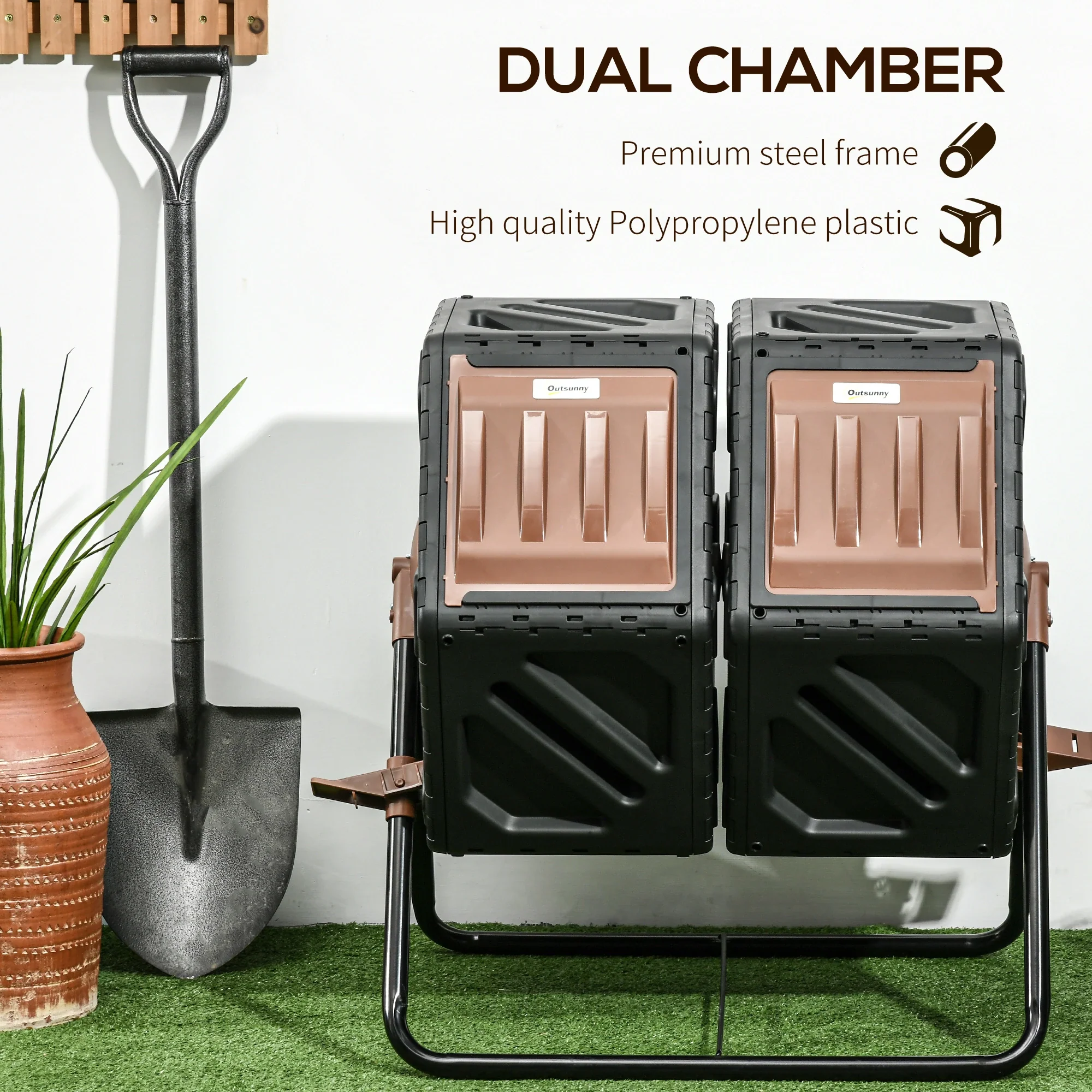 Rotating Composter, Dual Chamber, 34.5 Gallon, Brown - Image 7